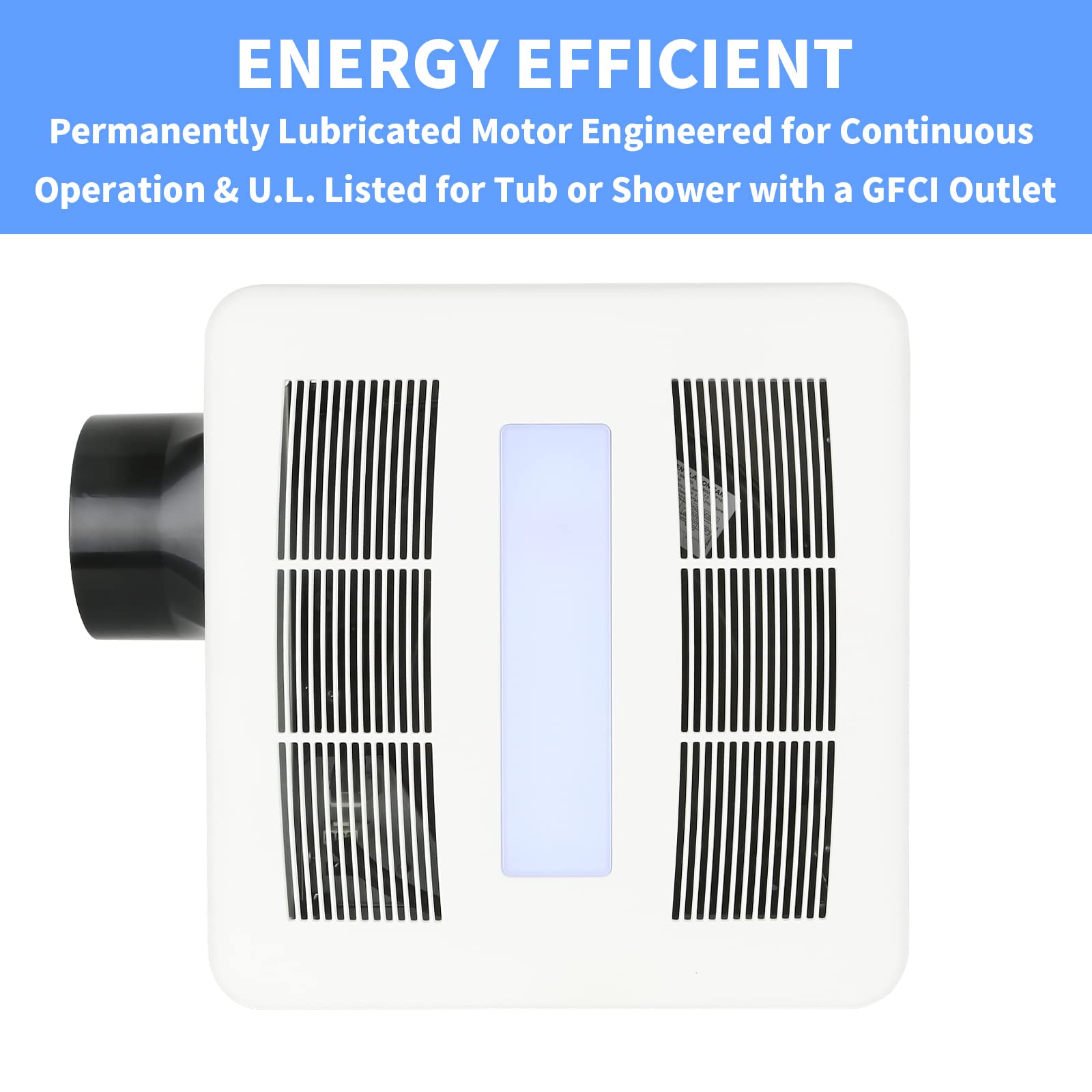 Quiet Bathroom Ventilation Exhaust Fan, 100 CFM, 0.8 Sone Bath ...
