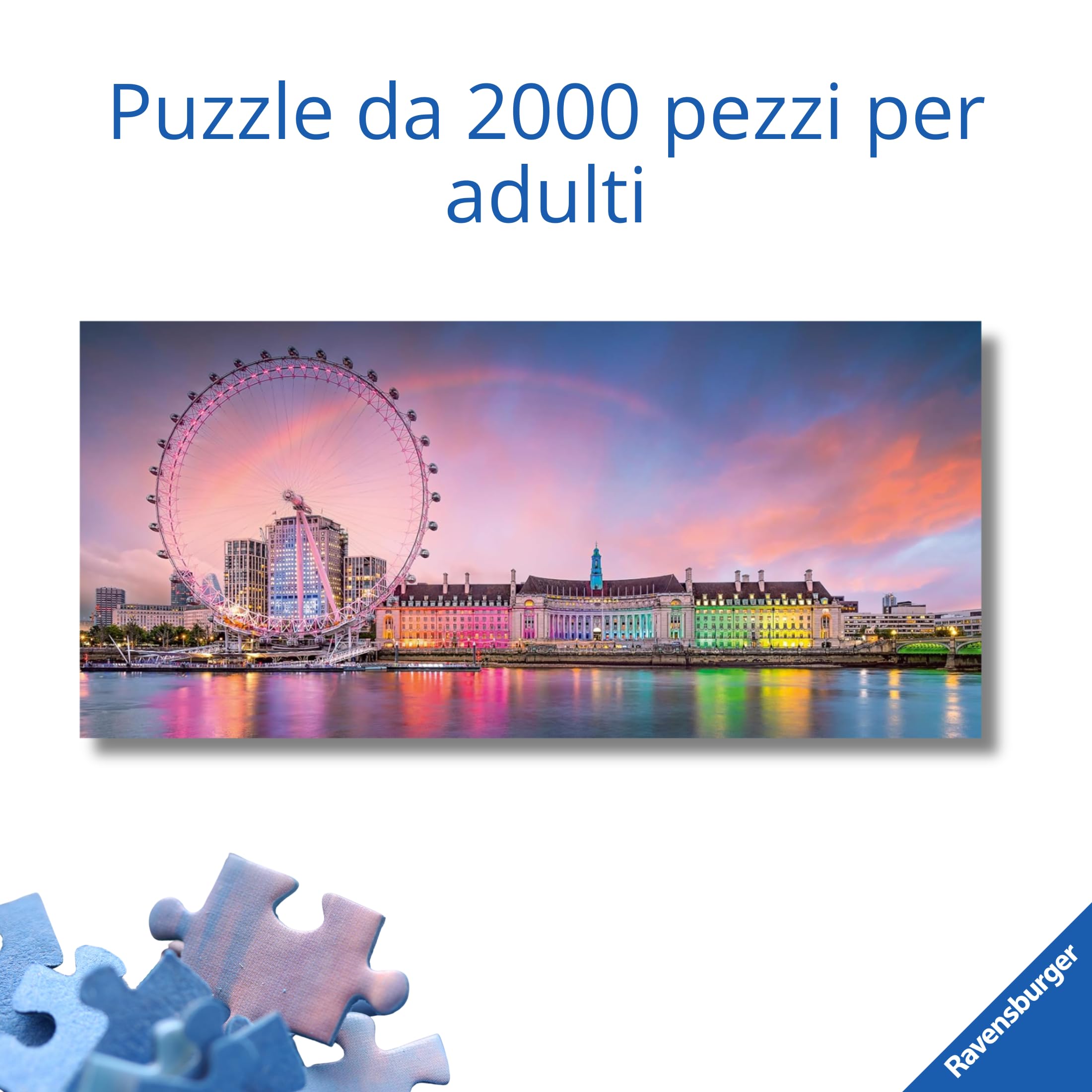 Ravensburger - Puzzle 2000 Pezzi Londra Colorata | Puzzle 2000 Pezzi | Rompicapo Adulti E Bambini Dai 14 Anni In Su | Regalo Per Bambini E Adulti | Misure 98x75cm