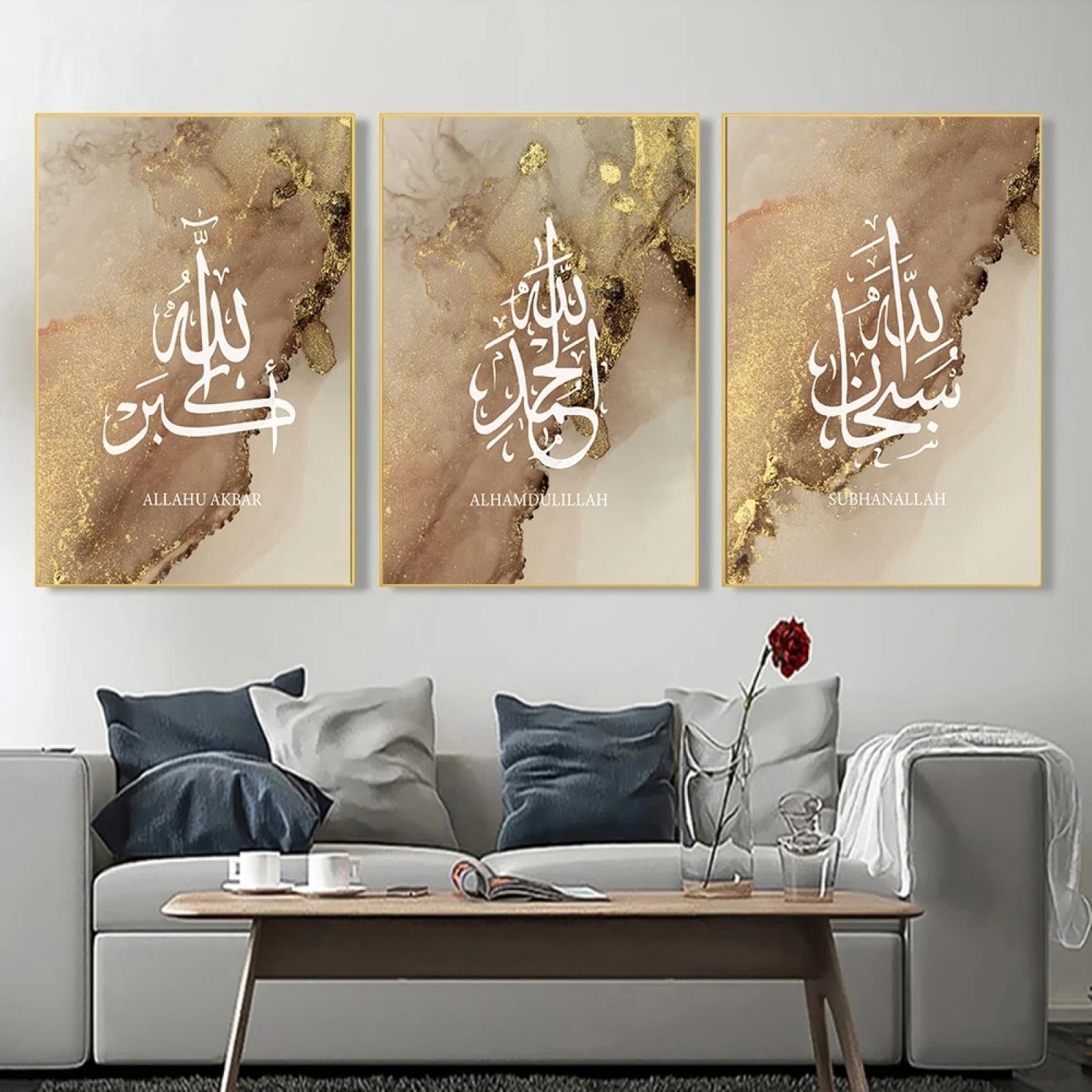 Peintures sur toile islamiques modernes triptyque sans cadre - 8