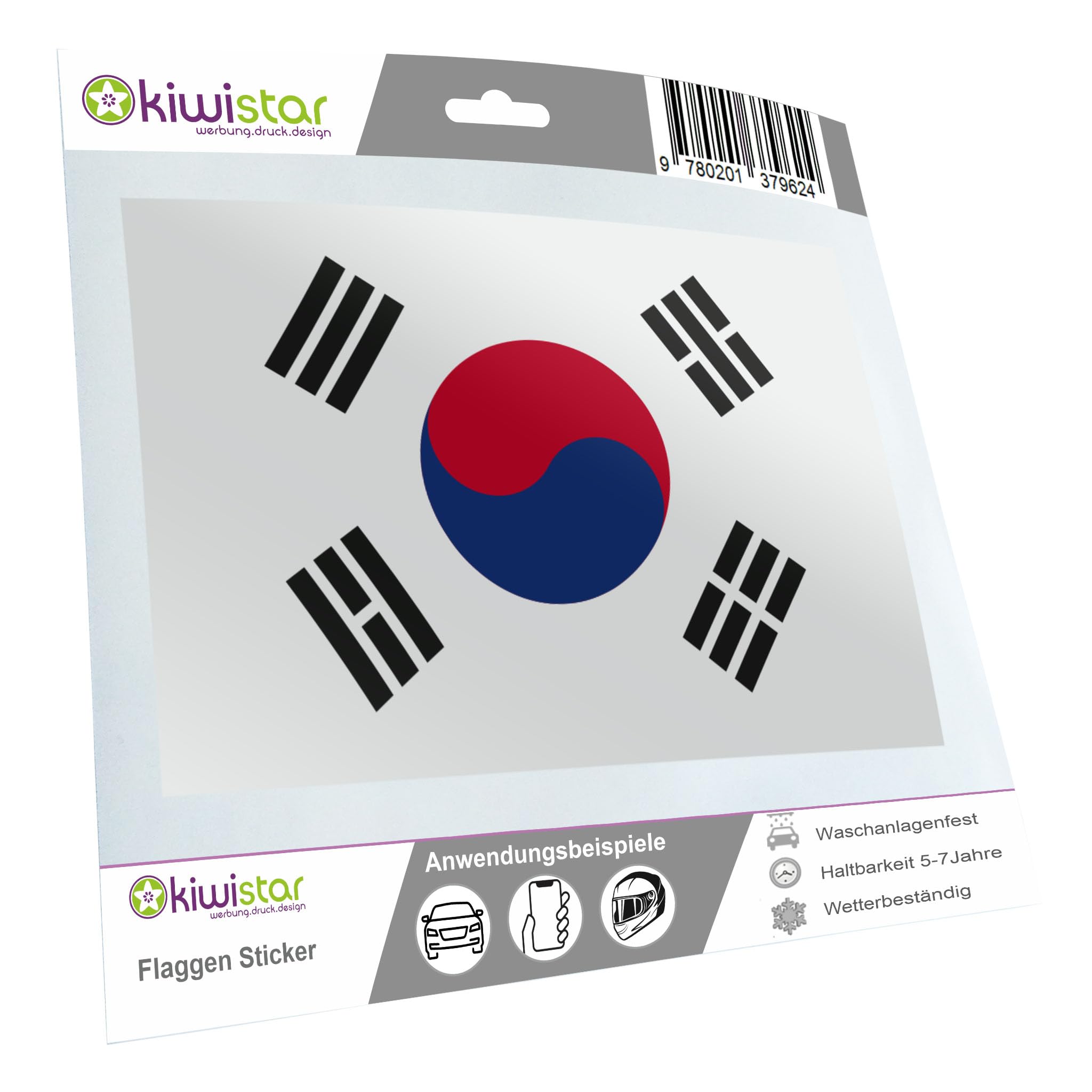 Aufkleber Südkorea Flagge - Wetterfest Für Auto, Fahrrad & Laptop
