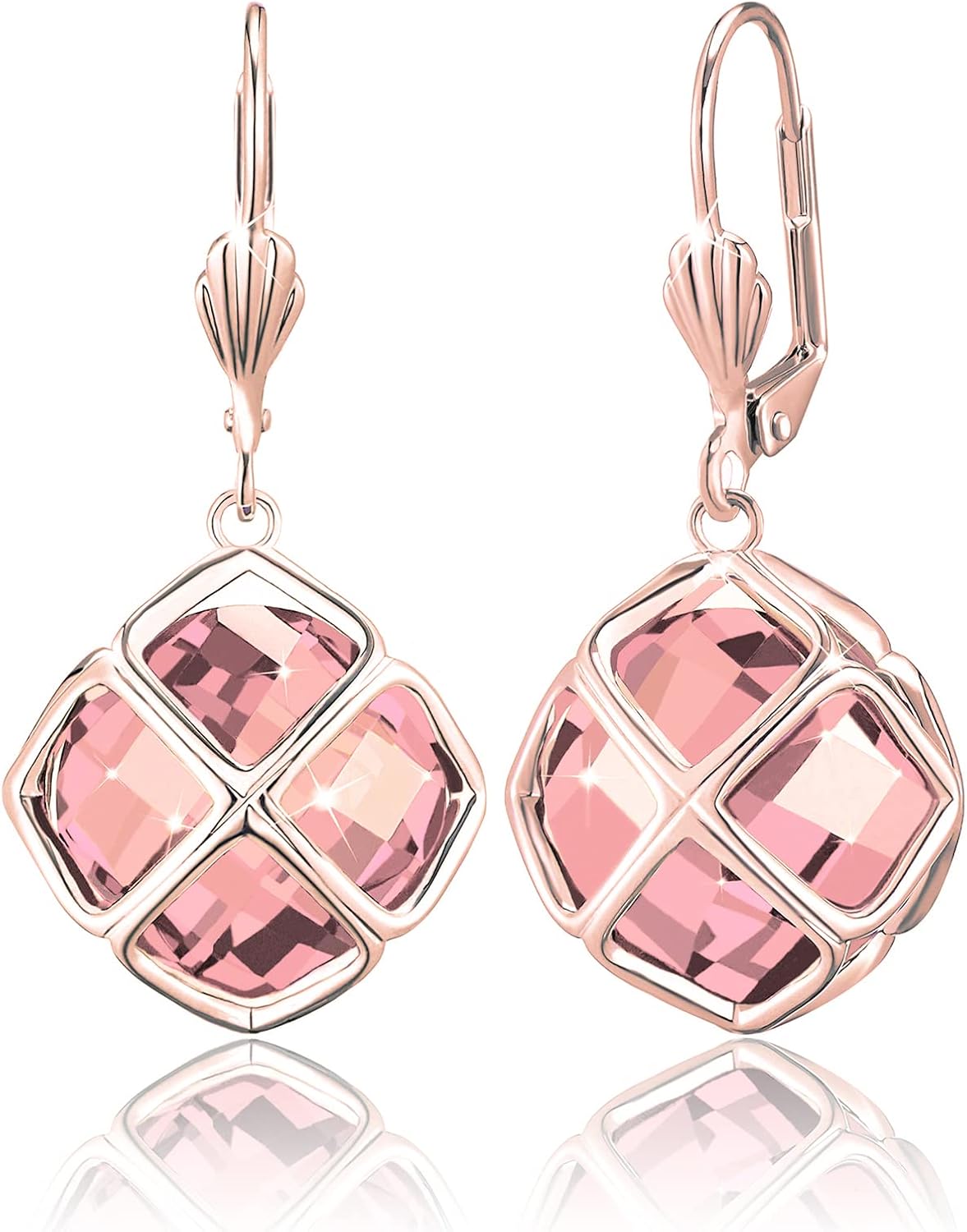 14MM Austrian Crystal Dangle Earrings for Women 14K Glod Jewelry