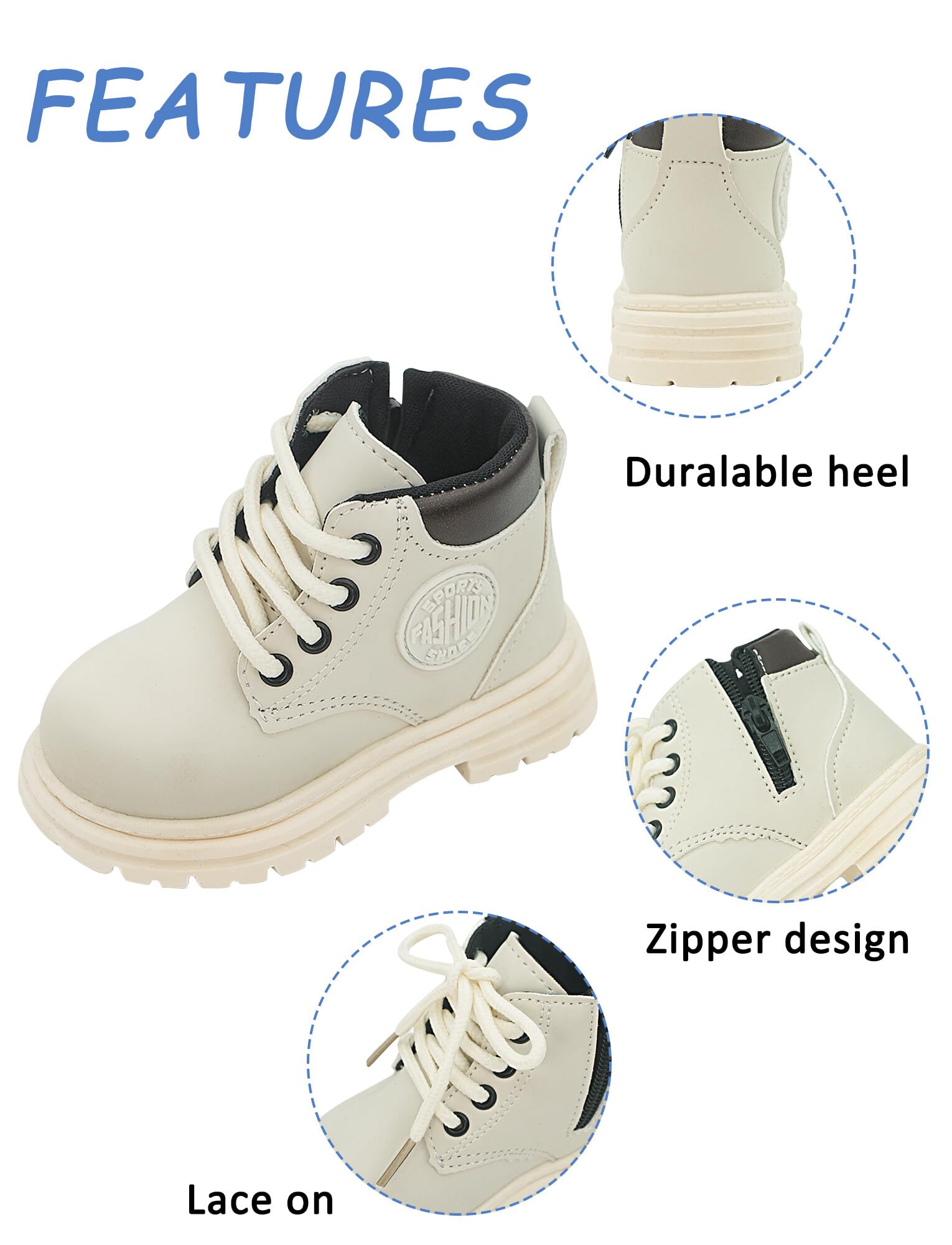 Happy Cherry Baby Boots Infant Boy Autumn Winter Comfort Boots Lace-Up Work Boots High Top Ankle Shoes for Girls Construction Boots