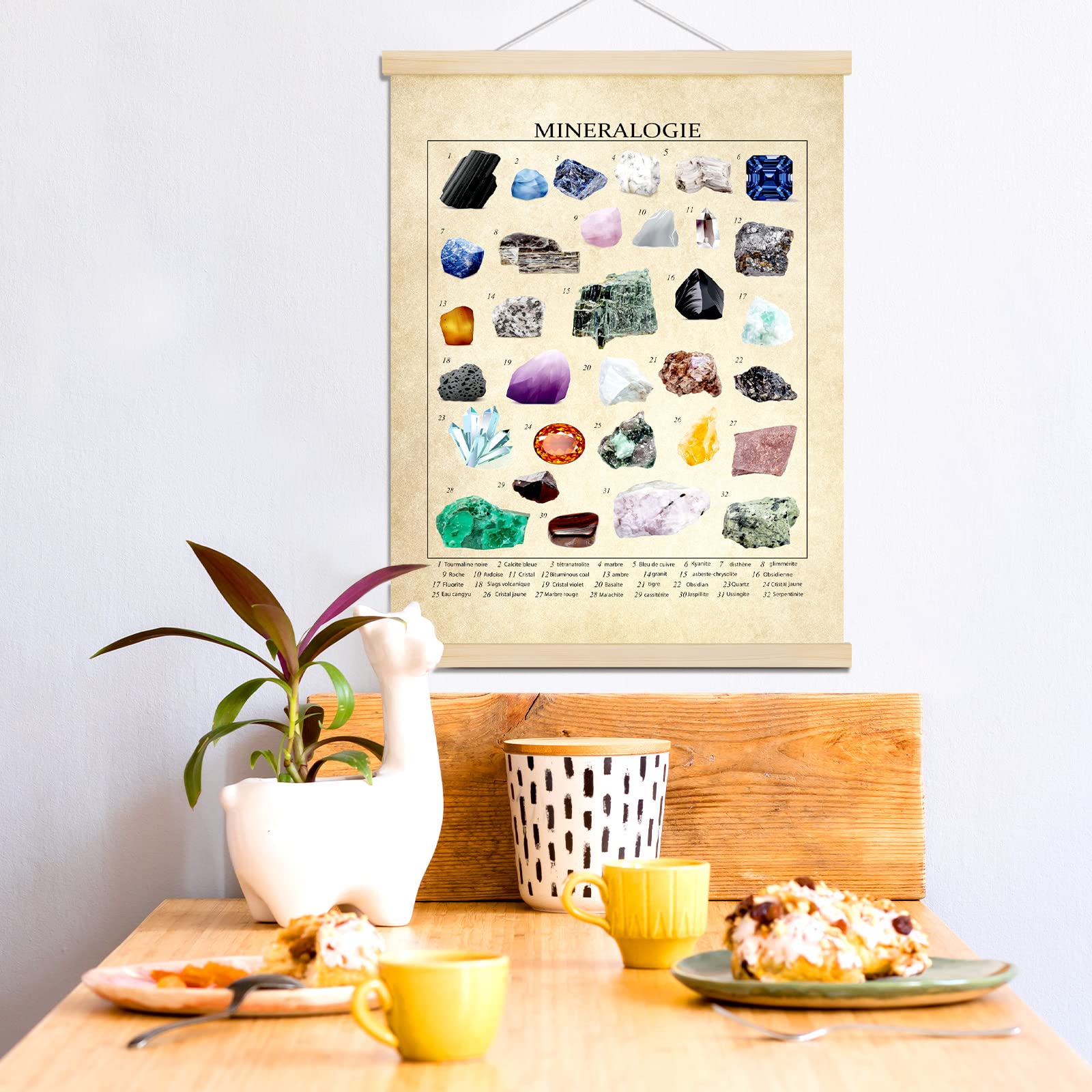 Affiche Vintage Spécimens Minéraux 40x60cm - Décoration Murale éducative Salon/bureau