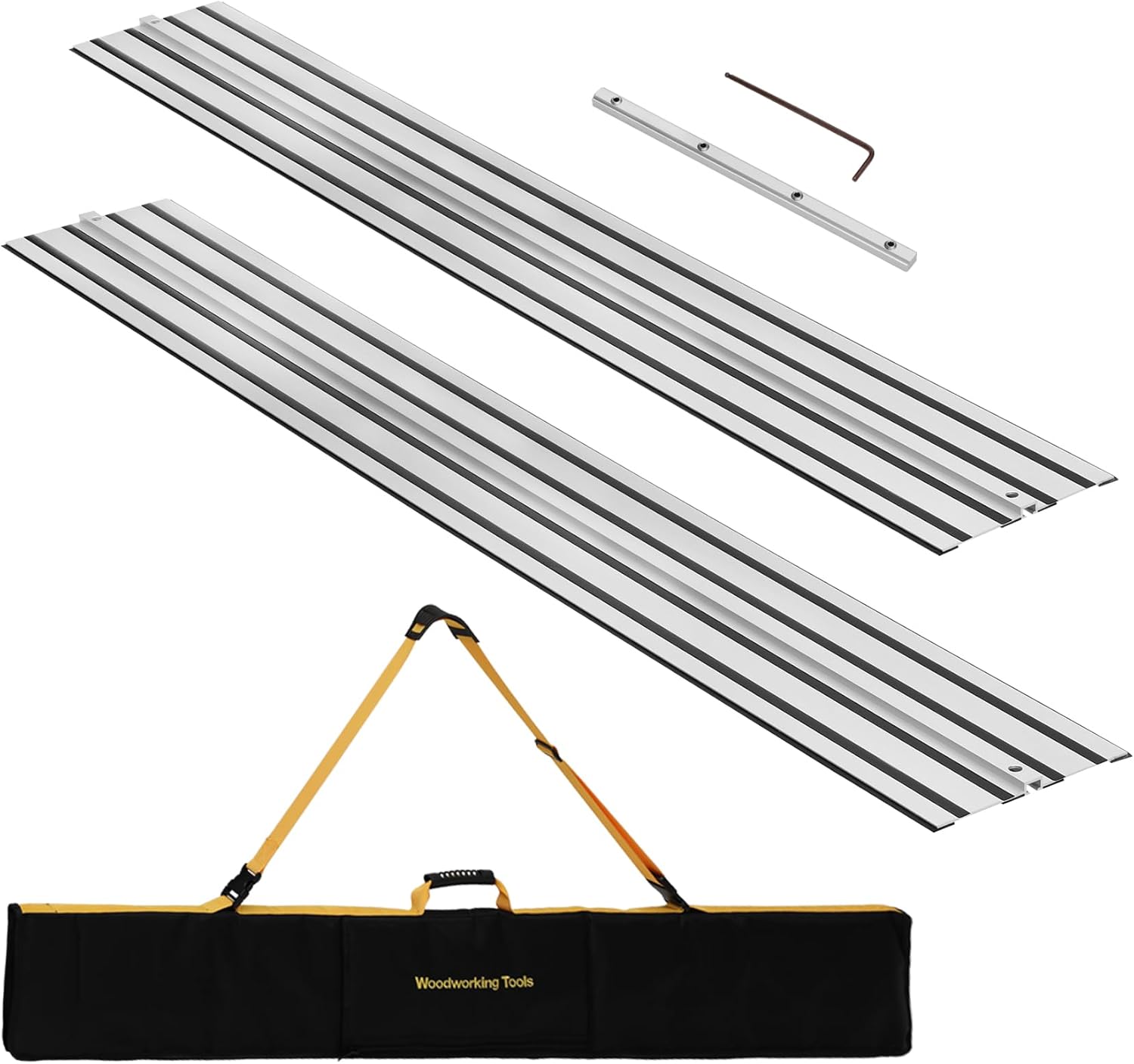 110" Track Saw Guide Rail for DeWalt Track Saws, 55" x 2 Guide Rail with Connector and Bag Replacement for DeWalt DWS5022, Perfect for Woodworking and Longer Cuts, Aluminum Extruded 2 Year Warranty
