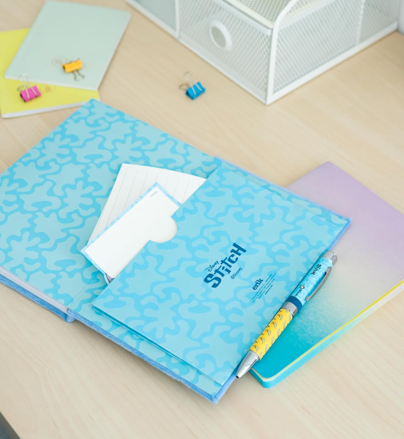 Grupo Erik Disney Stitch A5 Notebook Plush Cover with Projector Pen | Dotted Notebook A5 | Stitch Gifts | Notebooks A5 | Notepads A5 | A5 Notepad | Sketchbook A5 | Dotted Journal