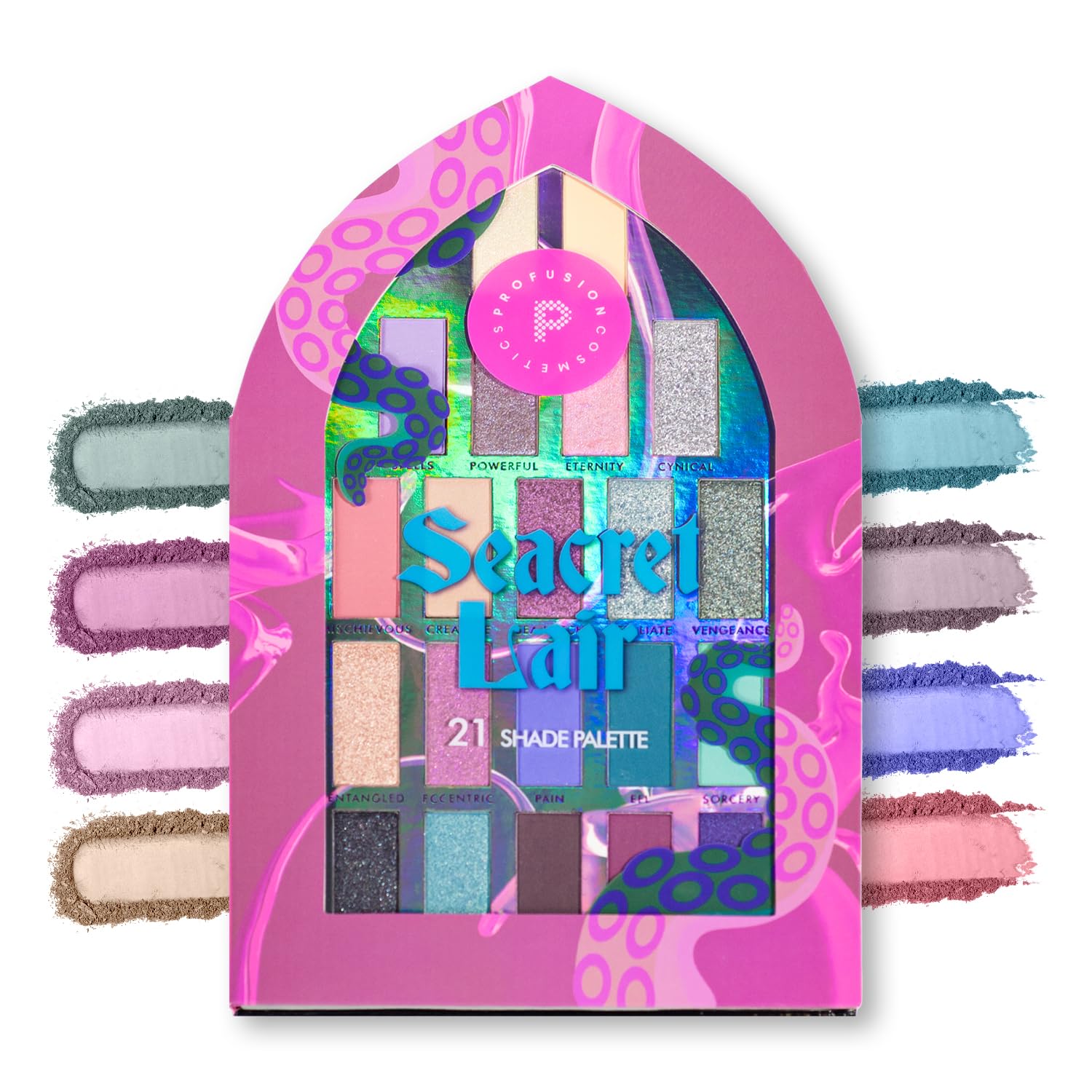 Seacret Lair 21 Shades EyeShadow Palette - Highly Pigmented Shades with Multi-Finish Textures, Long-Wearing & Blendable, Versatile Makeup Palette for Wedding, Party & Casual Looks