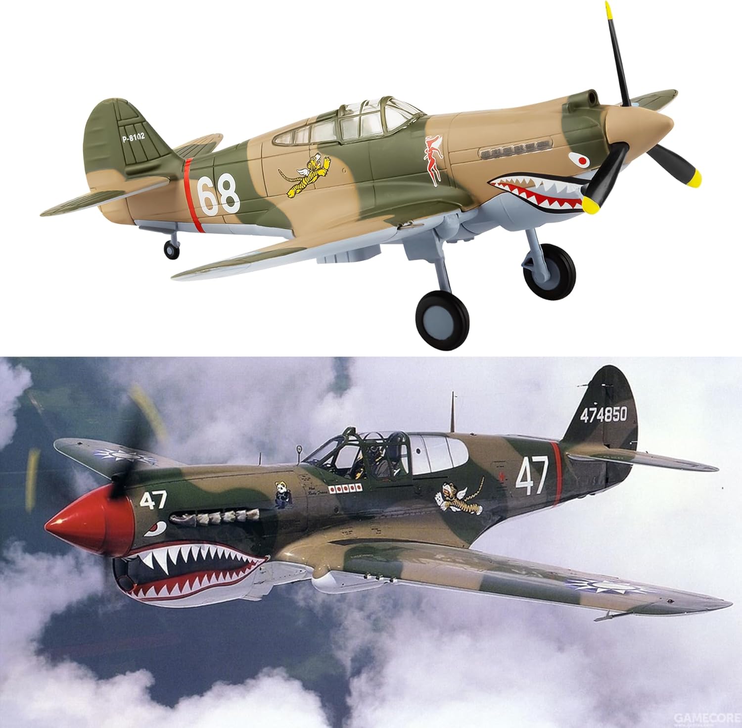 HANGHANG 1/72 Military Model Plane P40-68 Warhawk Alloy Fighter Plane Model Model Airplane for Collection and Gift