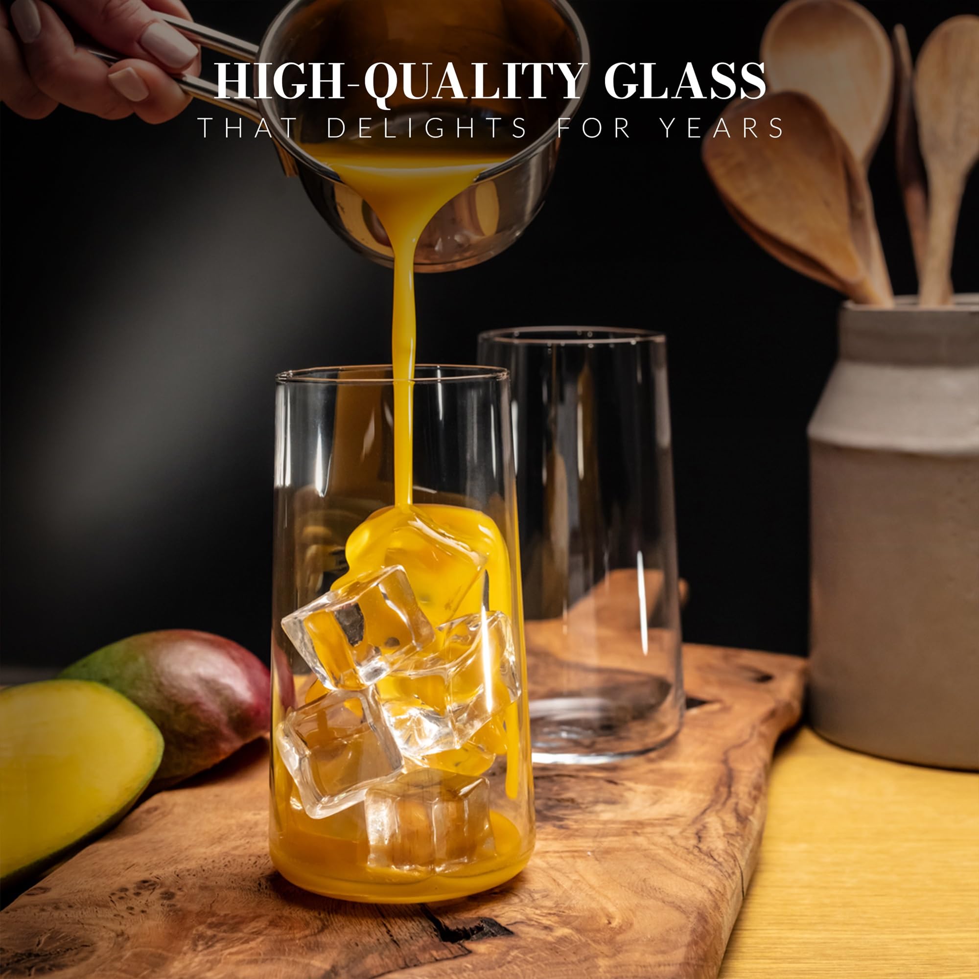 KROSNO Vasos altos para agua | Juego de 6 | 18 onzas | Colección Avant-Garde | Vaso de cristal Highball y vaso | Perfecto para el hogar, restaurantes y fiestas | Apto para lavavajillas
