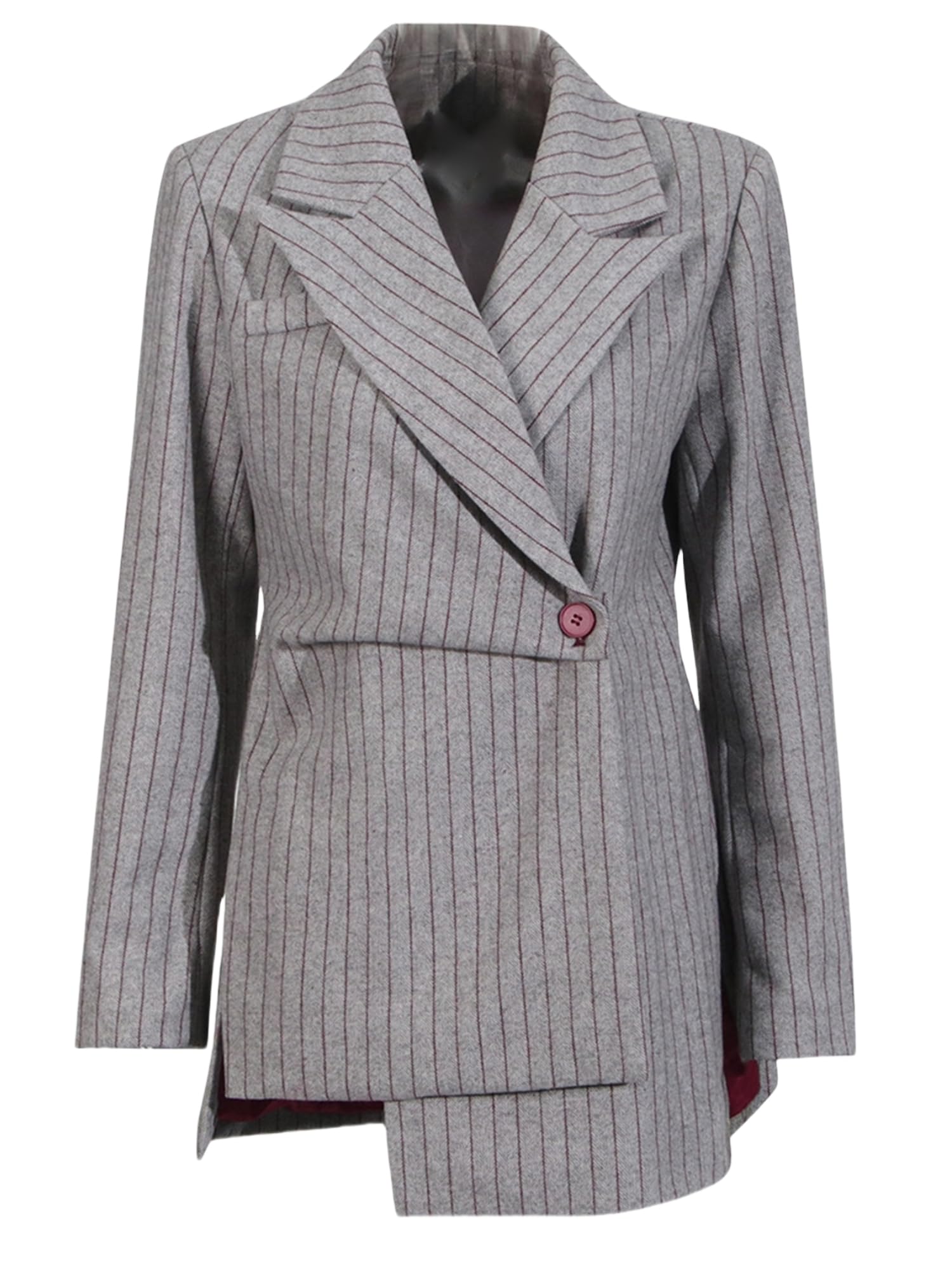 Women Striped Irregular Pleated Elegant Blazer Lapel Long Sleeve Jacket Fashion Tide Spring Autumn Suit Coat
