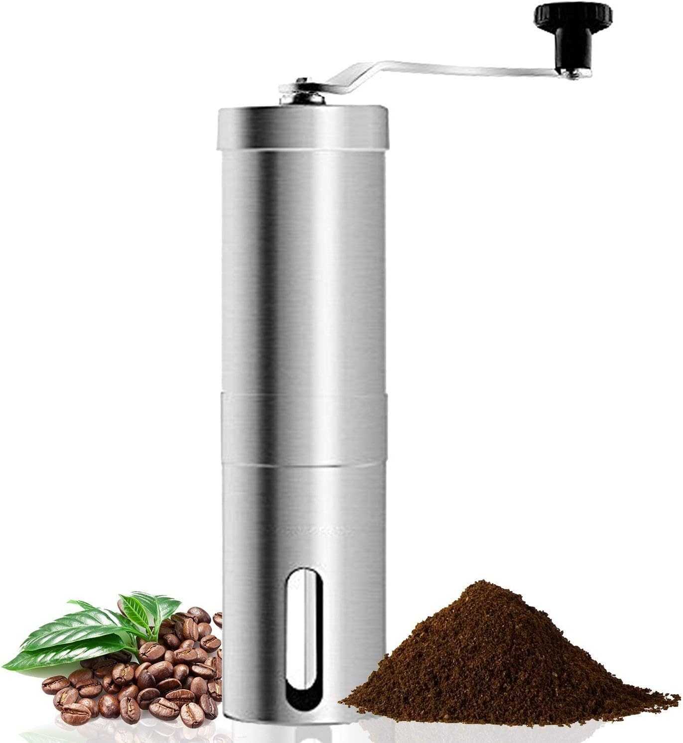 Coffee Grinder, Aessdcan Manual Coffee Mill, Mini Portable Home Kitchen Travel Stainless Steel Coffee Bean Grinder with Adjustable Ceramic Core