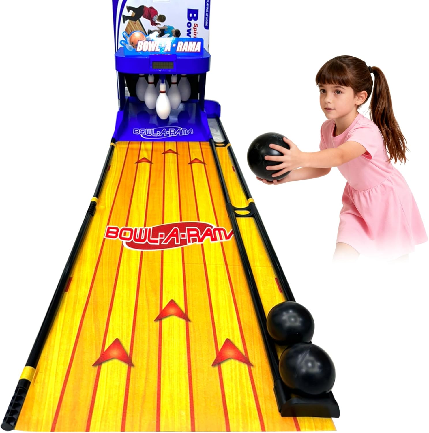 Electric Bowling Machine, Bowling for Kids, Foldable Bowling Set for Home, 6 Pins+2 Bowling Balls, with Automatic Reset, LED Scoreboard & Simulation Sound, Bowling Game 2M/6.56FT