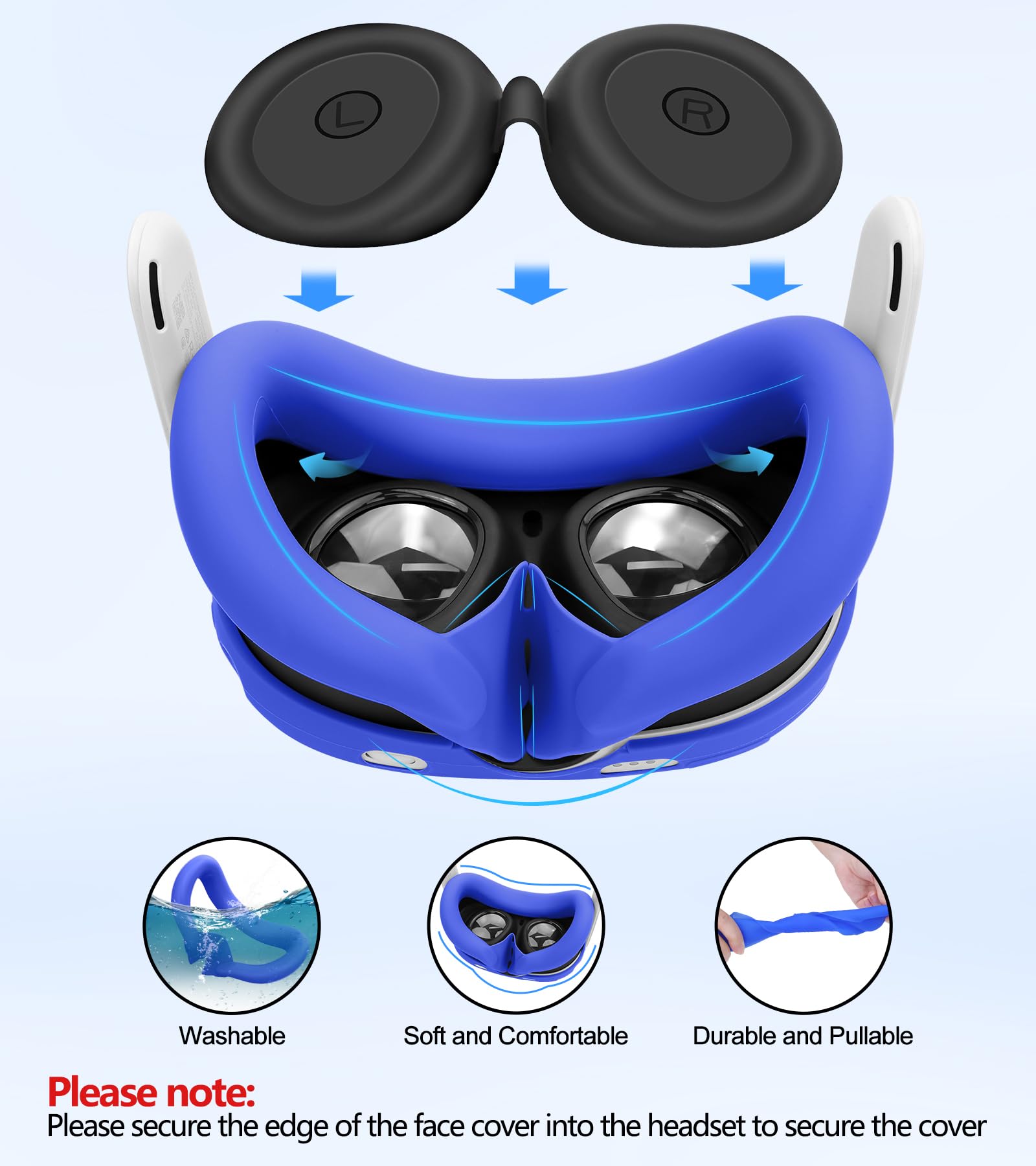 Juego de funda de silicona compatible con Oculus/Meta Quest 3, accesorios de realidad virtual, funda protectora incluye empuñaduras de controlador, cubierta frontal para auriculares y cubierta facial,