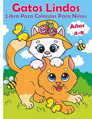 Gatos Lindo Libro de Colorear para Niños de 4 a 8 años: Páginas para colorear divertidas y fáciles en un estilo lindo y adorable Gatos de dibujos animados, gatitos y gatos unicornio Caticorn