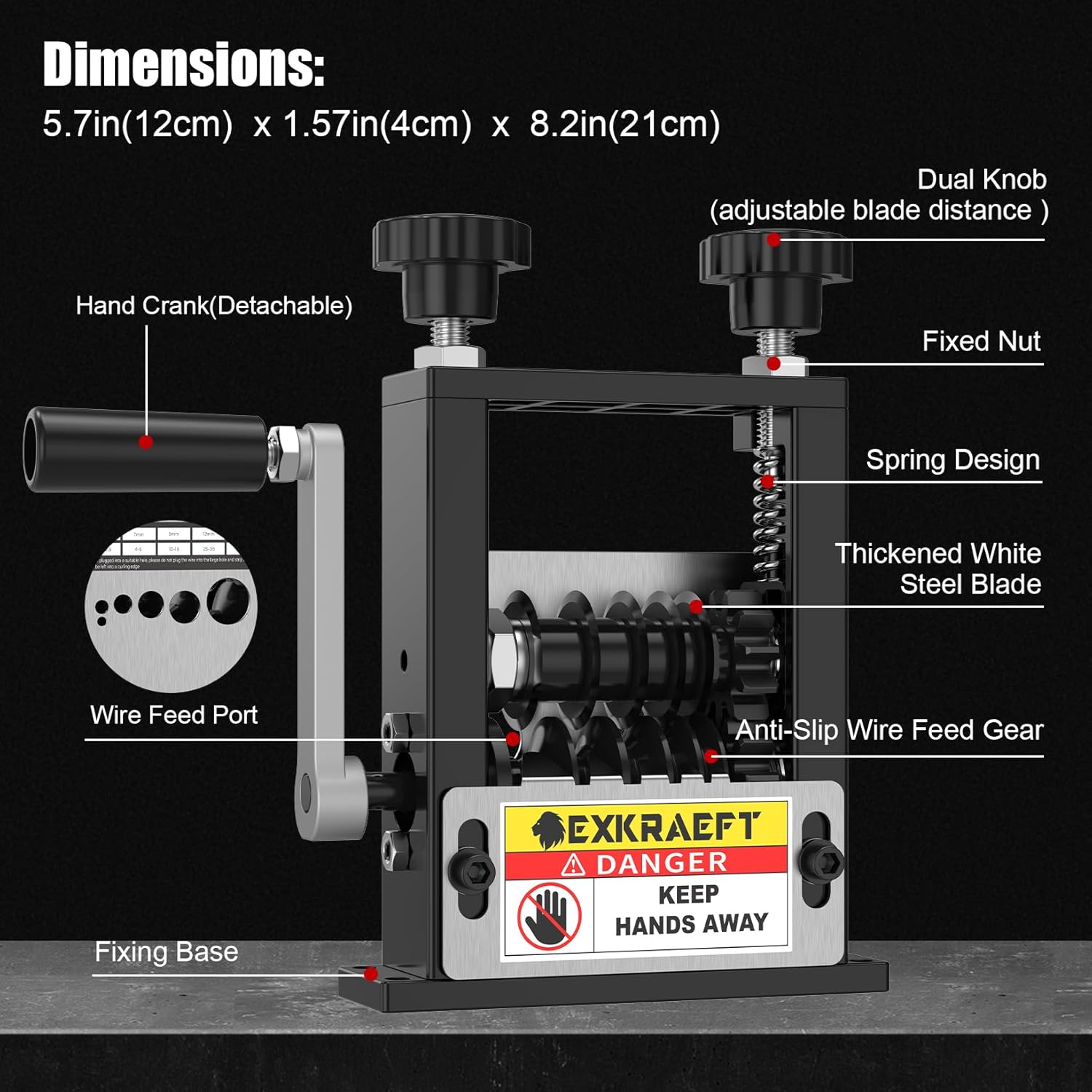 Wire Stripper Machine Gauge Wire 3-17mm, Manual & Electric Drill Compatible Copper Wire Stripping Tool with 6 Channels 5 Blades, Scrap Wire Stripping Machine for Efficient Cable Stripping