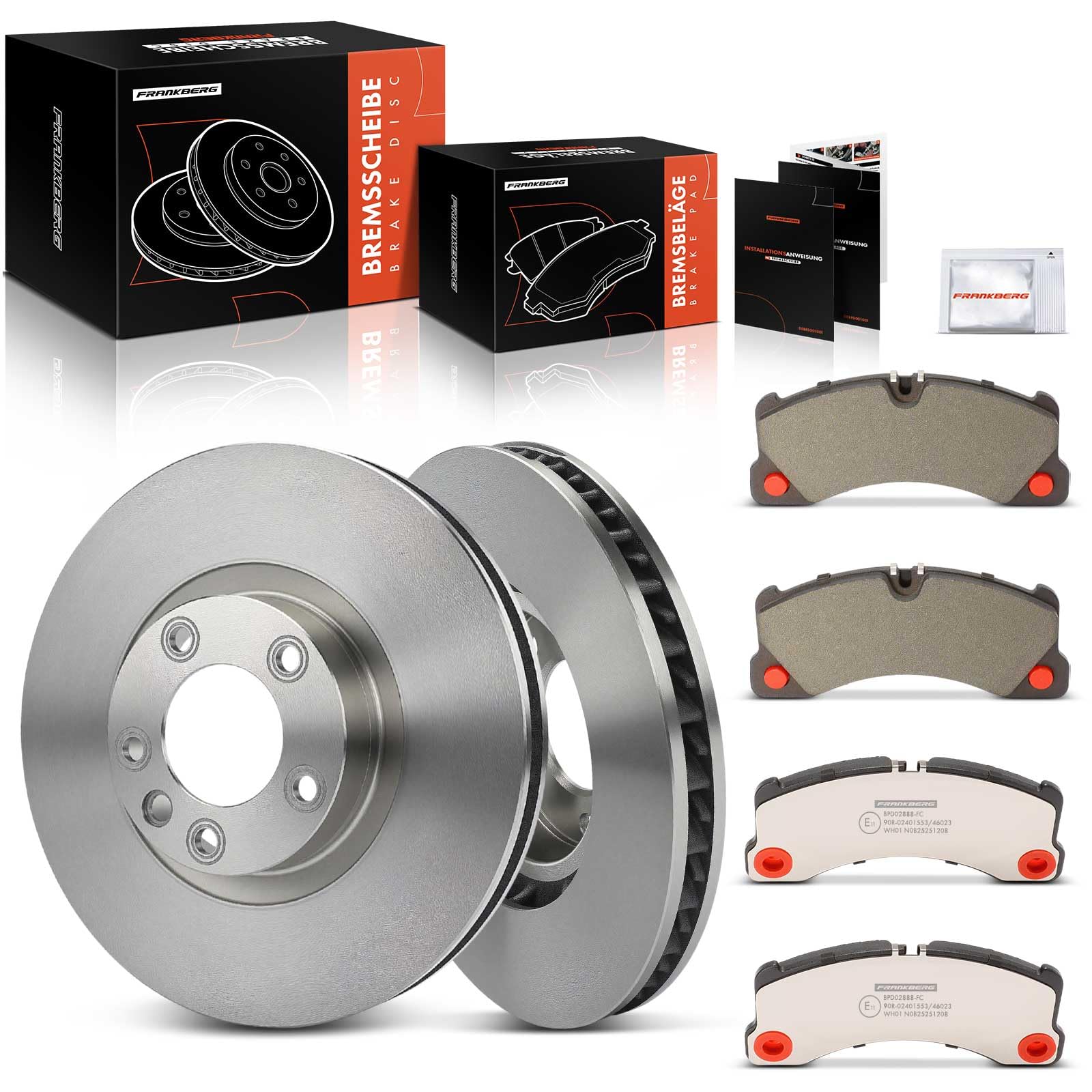 Frankberg 2 disques de frein avant + 4 plaquettes de frein avant
