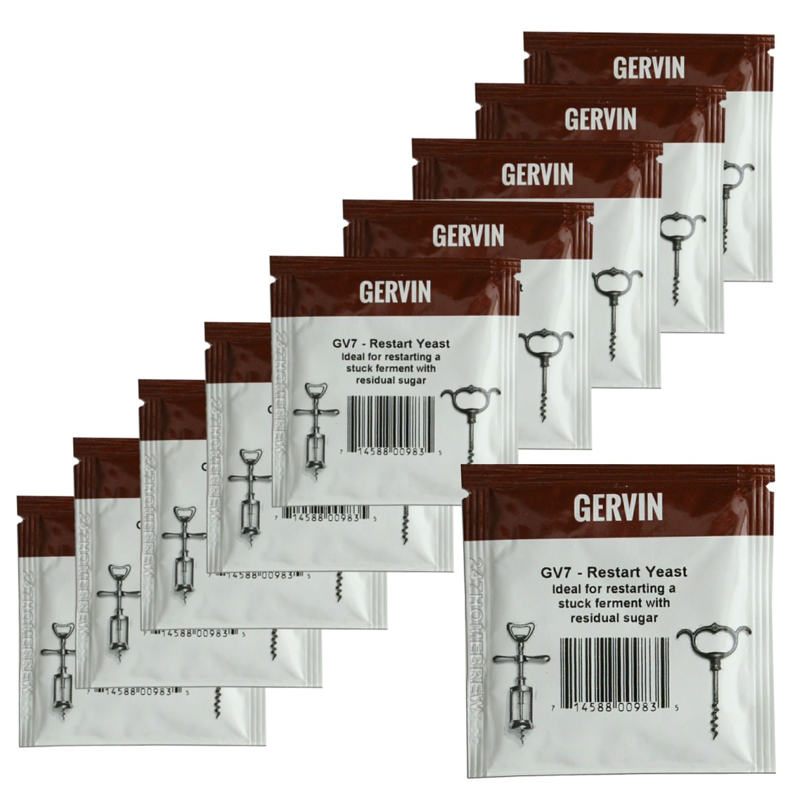 10x Gervin ReStart Yeast GV7 for Stuck Fermentations Premium Quality 5g 5-23L