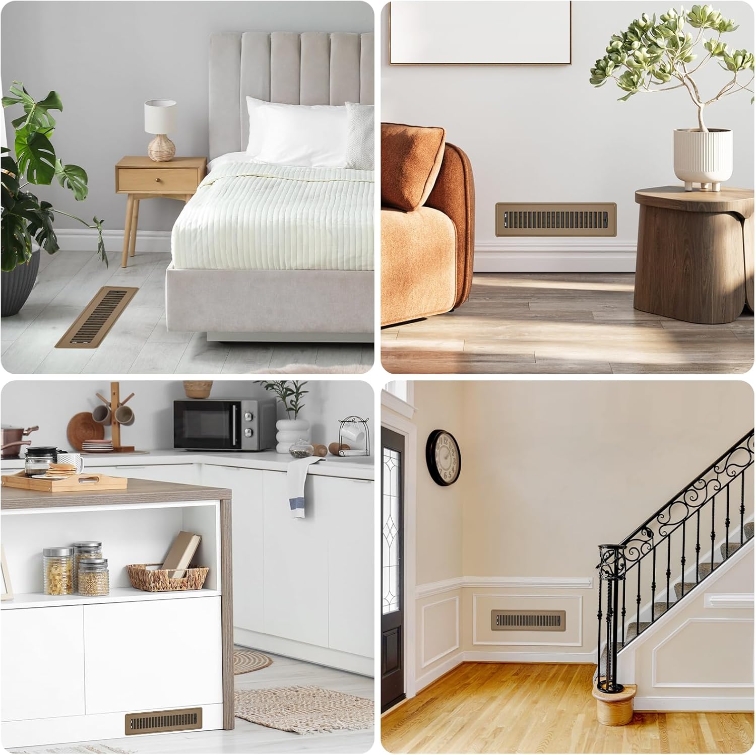 Floor Register 2x12, 6 Pack Floor Vent Covers for Home Floor Heavy Duty Steel Walkable Floor Vents Air Vent Covers 14x6 for Sidewall and Floor