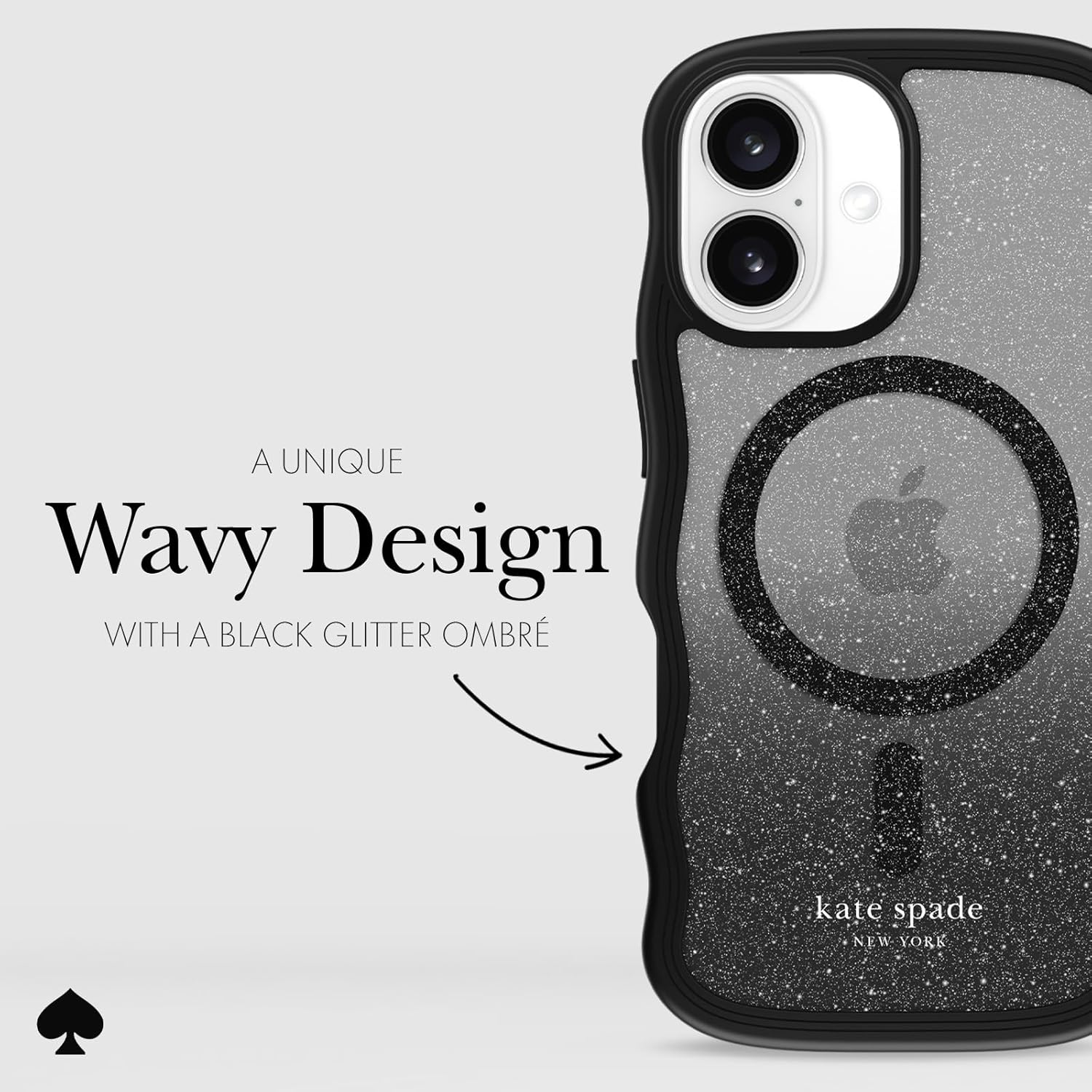 kate spade new york iPhone 16 Case - Compatible with MagSafe - Designer Phone Case - Wavy Nightfall