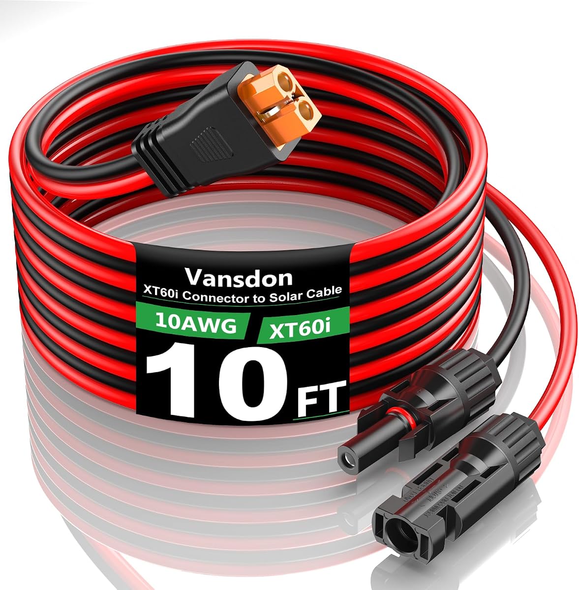Vansdon Solar to XT60i Extension Cable 10AWG 10FT Solar Connector to XT60i Adapter Charging Cable for Portable Power Station, Solar Generator, Solar Panel, Battery, RV