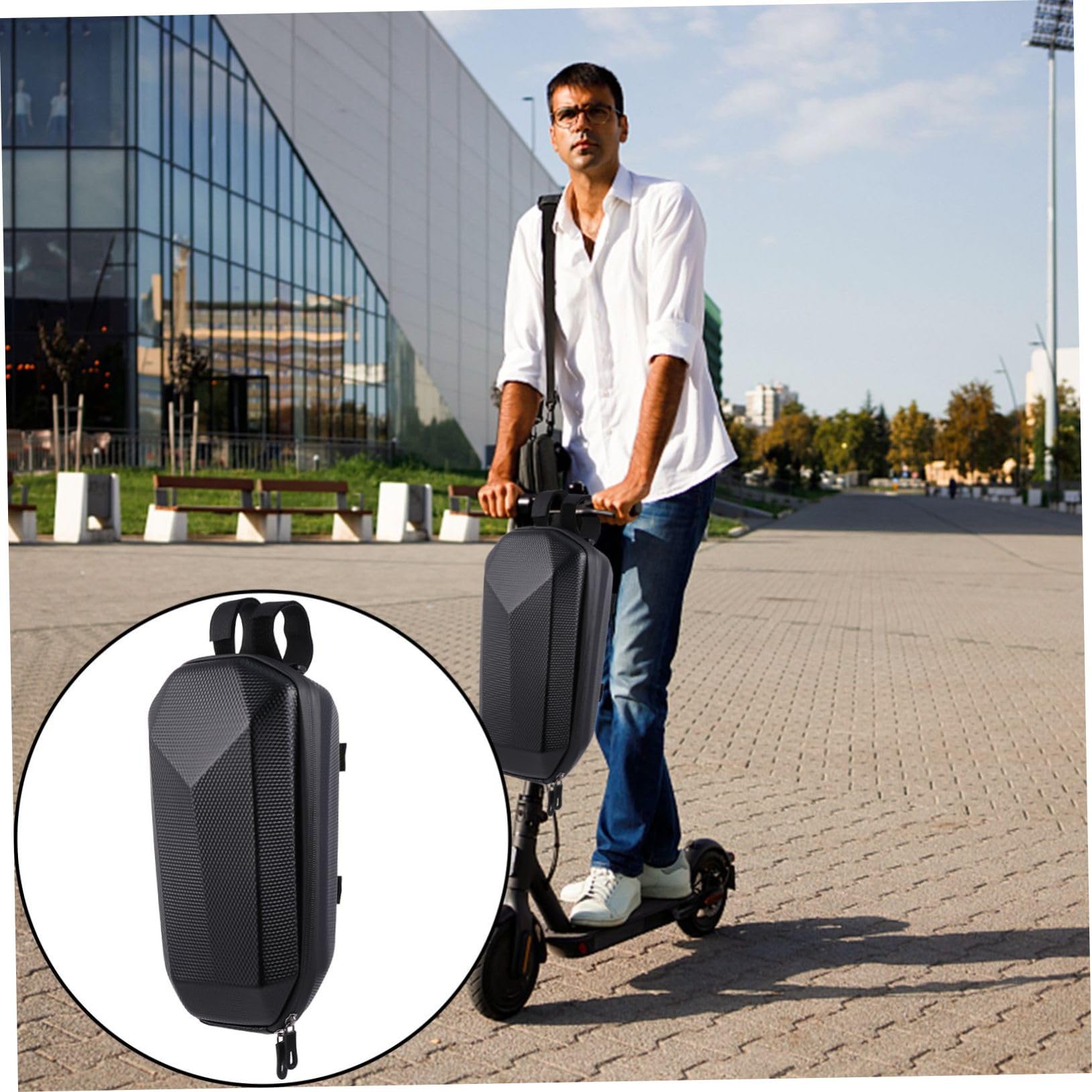 Sacoche Étanche pour Guidon de Trottinette et Vélo Électrique Pochette de Rangement Rigide EVA Capacité Spacieuse Multifonction pour Téléphone et Accessoires Fermeture Zippée