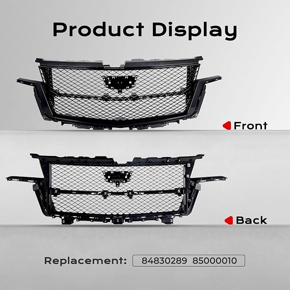 KARPAL Front Grille Compatible With 2021 2022 2023 Cadillac Escalade Bumper Upper Grill Replace 84830289/85000010 with Camera Hole Painted Black