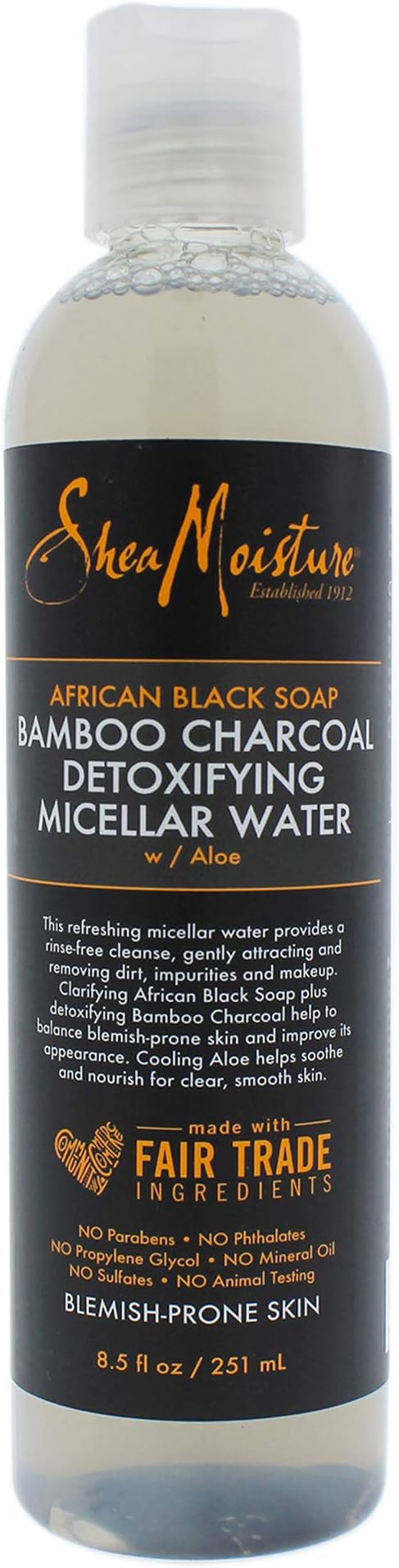Shea Moisture African Black Soap Bamboo Charcoal Detoxifying Micellar Watersex, 8.5 Ounce