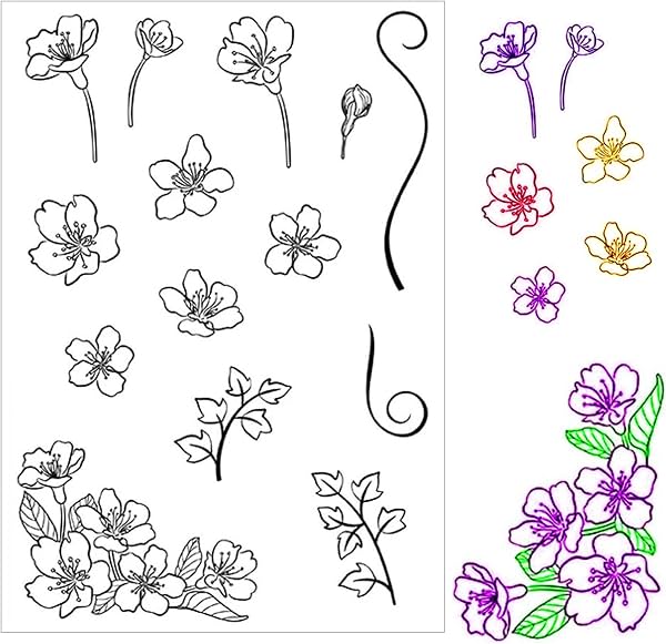 Sellos transparentes de silicona con flores y hojas para diarios de arte o tarjetas, sellos florales para manualidades, scrapbooking y decoración de papel