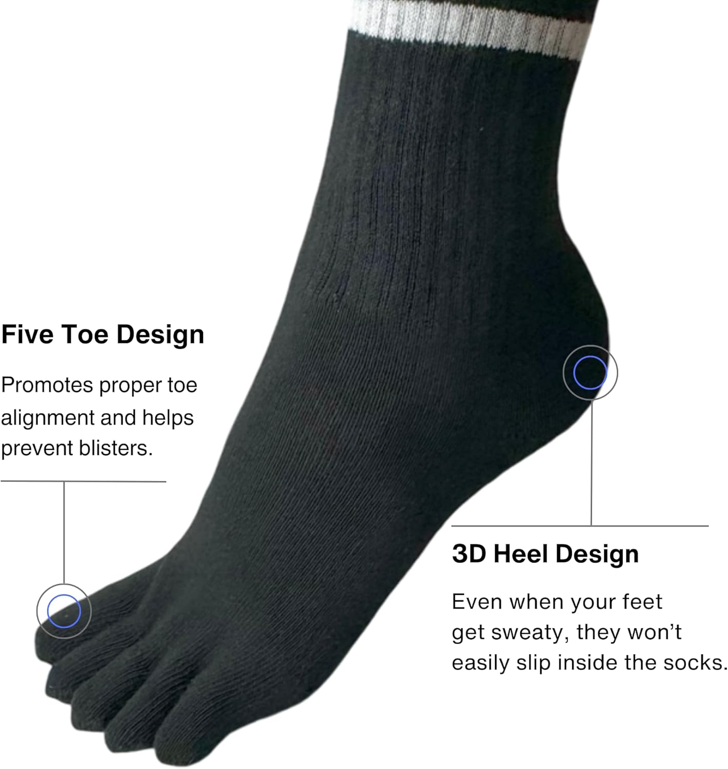 Toe Socks Crew Men and Women Athletic Running Premium Cotton Five Finger Socks Barefoot Socks Quarter - Image 4
