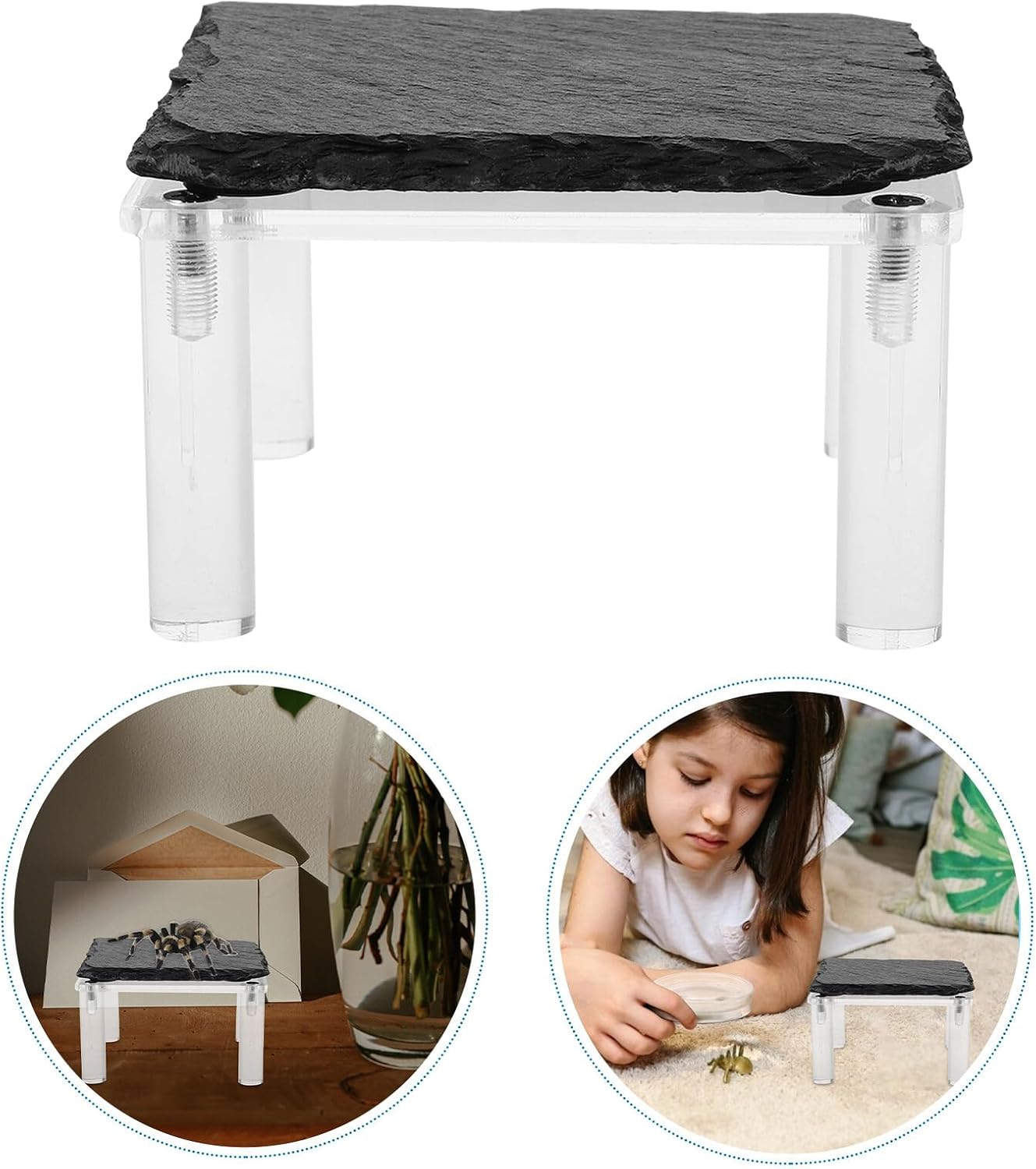 Cabilock Reptile Basking Platform Rock Ledge 1pcs Natural Stone Terrarium Decoration Cooling Lizard and Tortoise Habitat Accessory for Bearded Dragons and Geckos