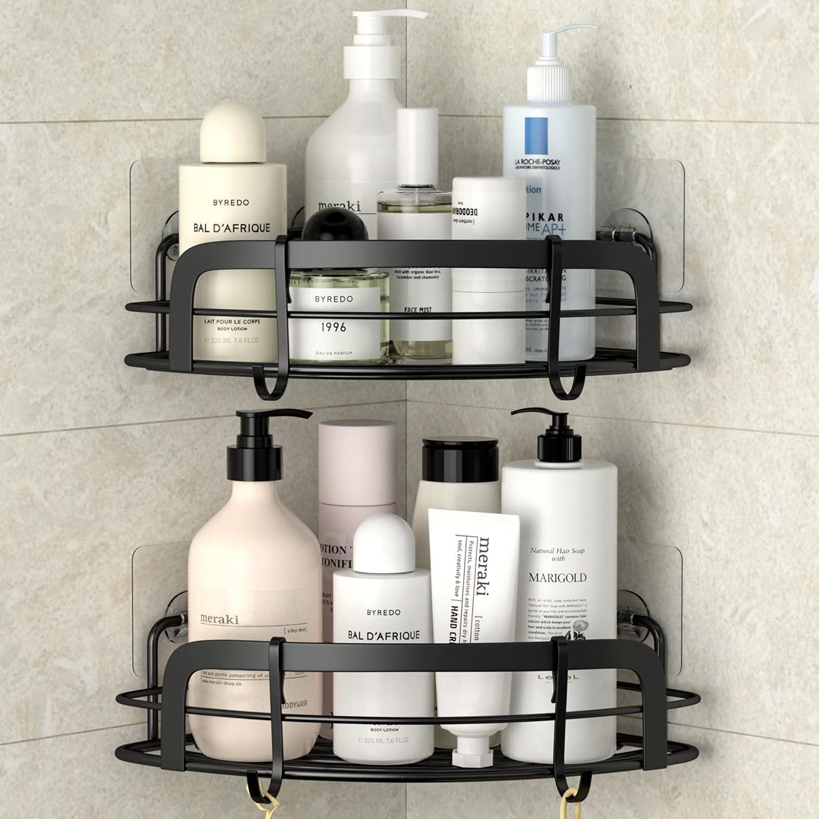 Hawsam No Drilling Bathroom Corner Shelves, Aluminum 2 Tier Shower Shelf Caddy