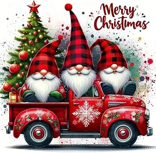 DYAIANGMU Christmas Paint by Numbers Kit for Adults Beginner,Gnome Paint by Number Kits on Canvas for Adults Beginner,Digital Oil Painting Kits for Home Wall Decor 15.7X15.7 Inch (Without Frame)