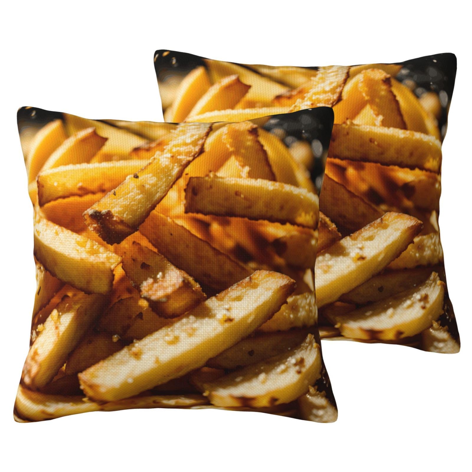 Taies d'oreiller imitation lin imprimé Fast Food pour canapé salon et lit
