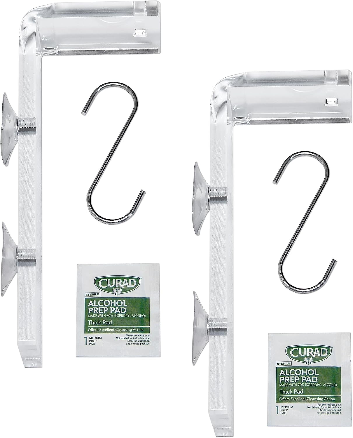Suction Cup Window Hanger Set of 2 - Pre-Assembled, Extra-Long Acrylic Hangers for Bird Feeders, Small Plants, Wind Chimes, and Garden Ornaments