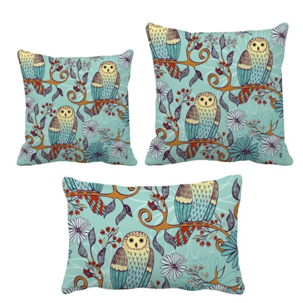 Housse de coussin chouette bleue DIYthinker pour decoration de maison