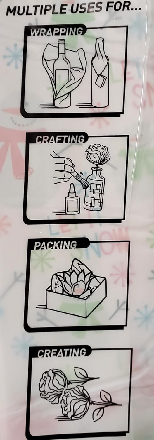 ALEF Christmas Gift Tissue Paper, Paper and Mylar Holiday Themed Sheets (300 Sheets)