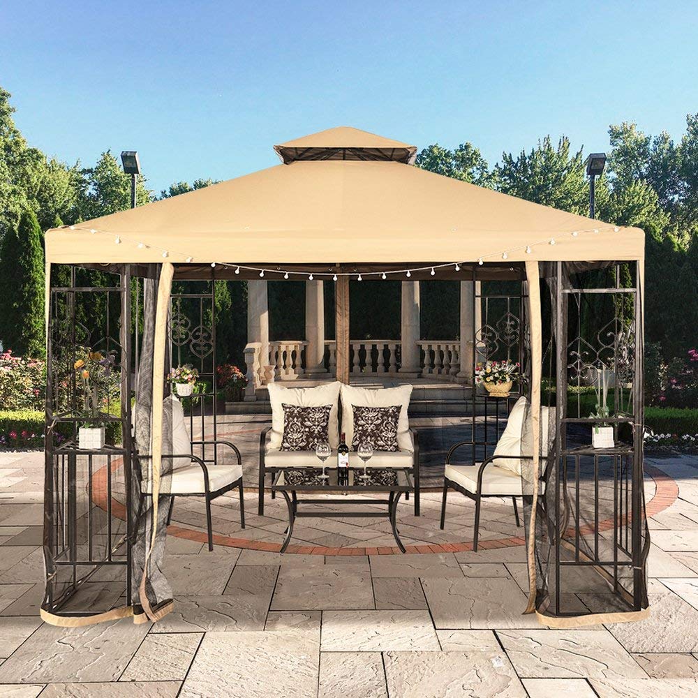 Buy SUNA OUTDOOR 10x10 Ft Outdoor Gazebo Steel Frame TwoTiered Top