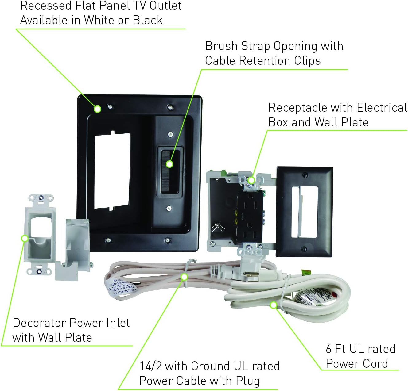 Gеt Dіѕсоunt 70% Prісе Legrand, Home Office & Theater, In Wall TV Power Kit, Black, 6ft Length, HT22U2BKR6