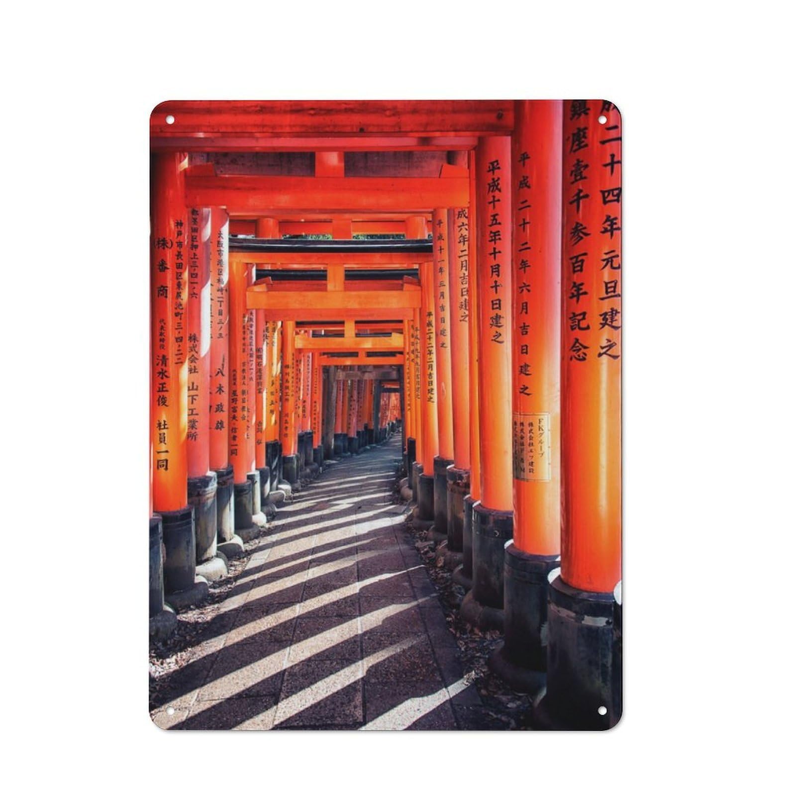 Junmoney Shrine In Kyoto Tin Wall Plaque 40X30cm With For Guest Room Or Hallway, For Home Office, Studio And Craft Room Walls