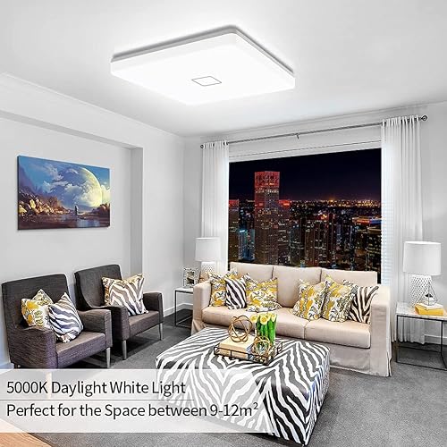Miniatura 4 de Airand Lámpara de techo LED de 5000 K lámpara de techo empotrada de 18 W lámpara LED cuadrada de 106 pulgadas para hogar y oficina pasillo con 180