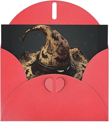 Tarjetas de cumpleaños de sombrero de bruja con sobres, esta tarjeta de felicitación en blanco utiliza un paquete de sobre de botón de amor de papel