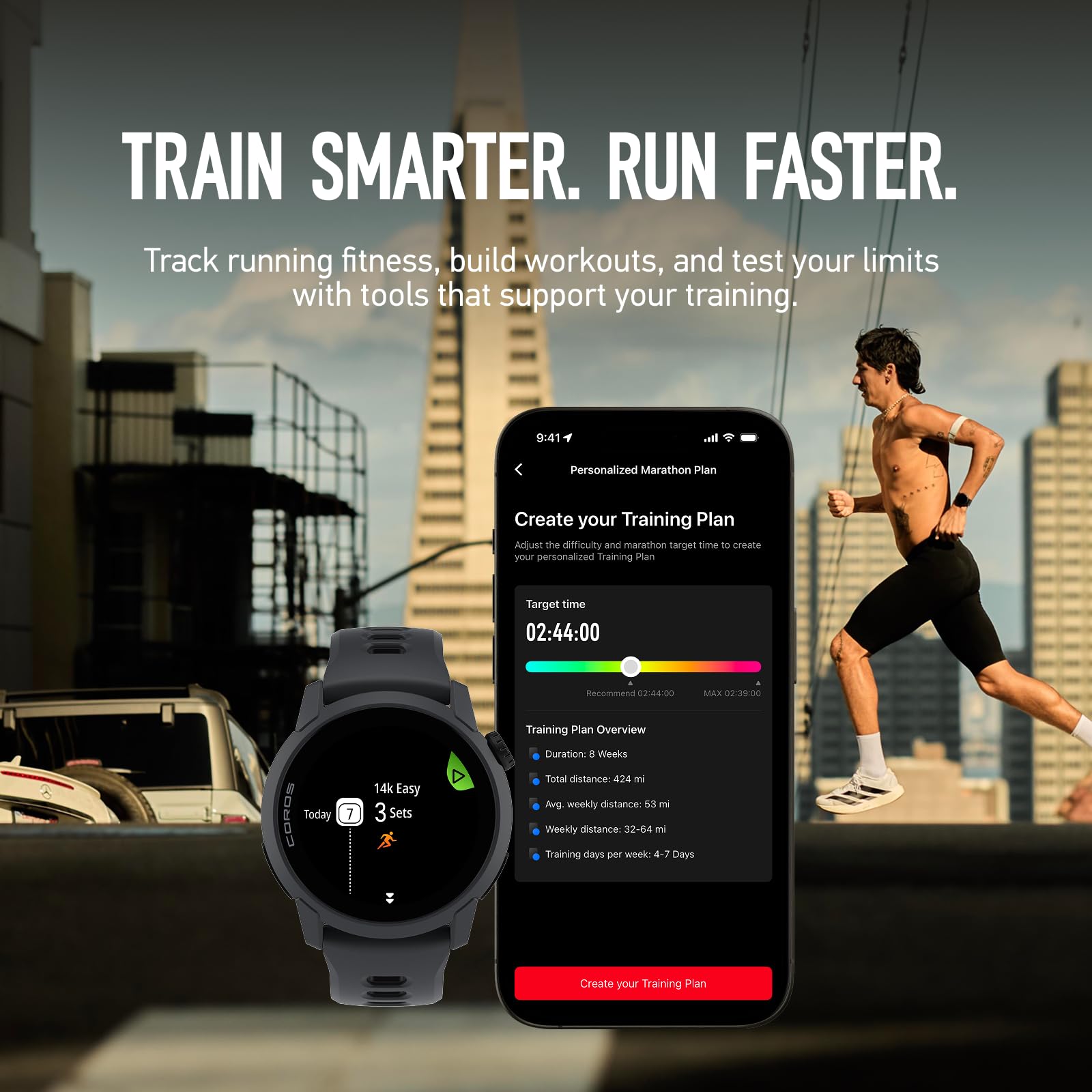 COROS PACE 4 Ultralight Sport GPS Watch, 1.2" AMOLED Touchscreen,19 days of daily use, Voice Features, Advanced Training Tools, GPS, Heart Rate Monitor, Navigation, Run, Bike, and Ski - Black Silicone