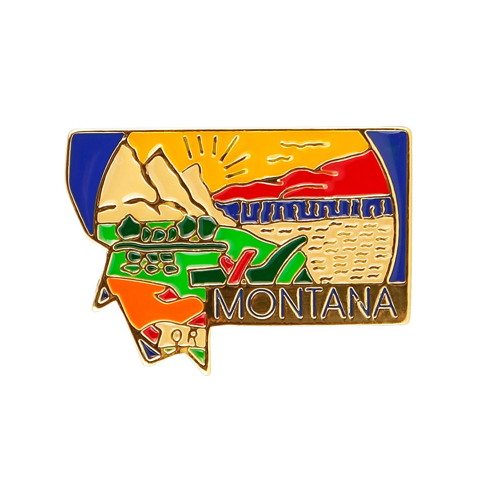 State Shaped Map Lapel Metal Pin Enamel Brooch Keepsake Beautifully Designed for Backpack Hat