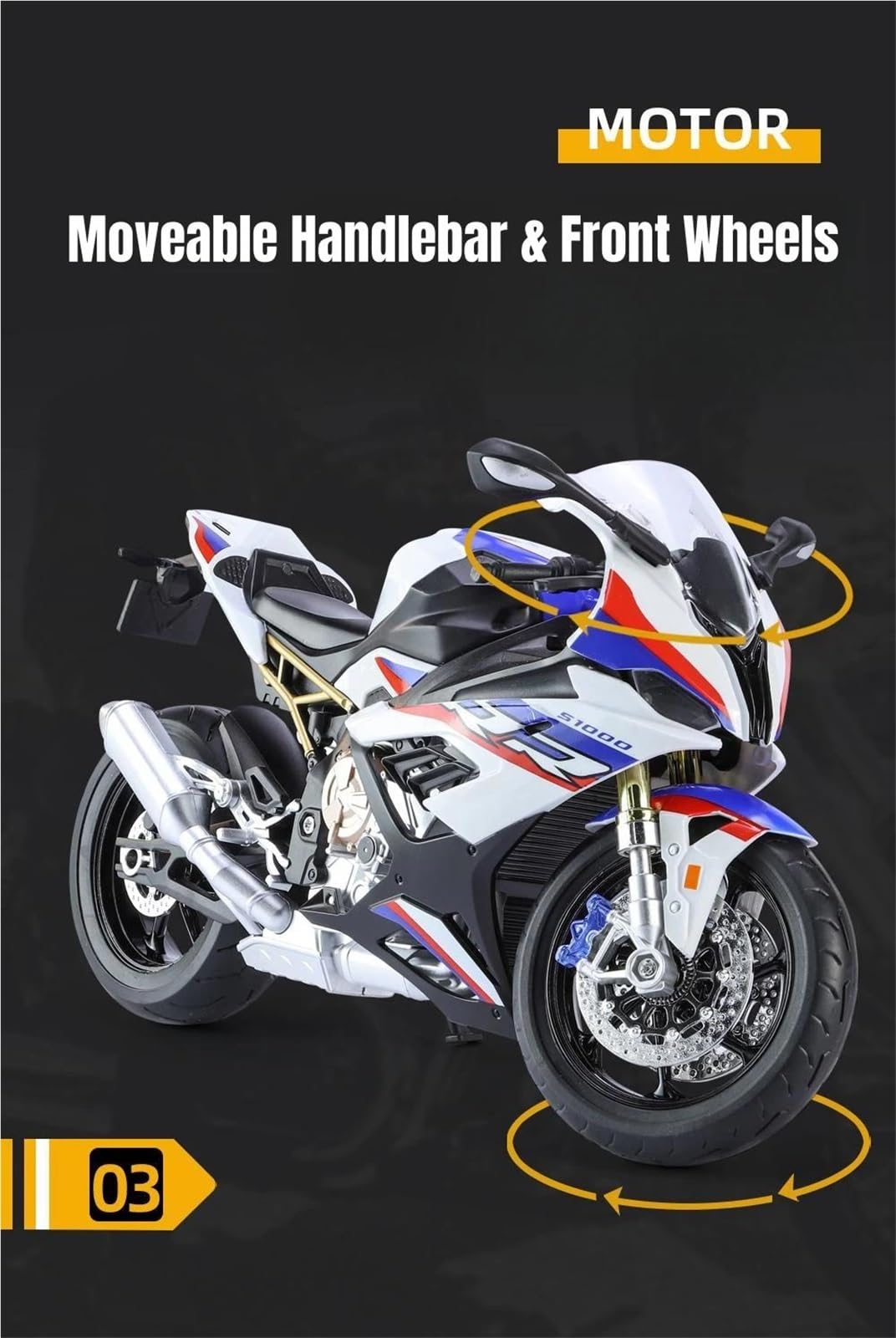 Modelo a escala de moto Moto De Juguete Iluminada, Modelo En Miniatura Metal Fundido A Presión A Escala 1/9, Regalo Colección Para BMW S1000RR S 1000RR S1000 RR