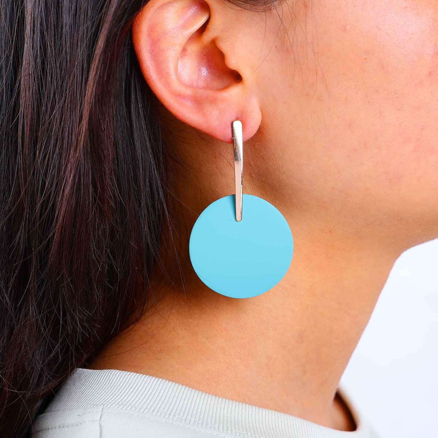 Vintage Long Disc Dangle Earrings Disc Coin Earrings Yellow Coin Drop Earrings Exaggerated Disc Earrings Jewelry - Image 2