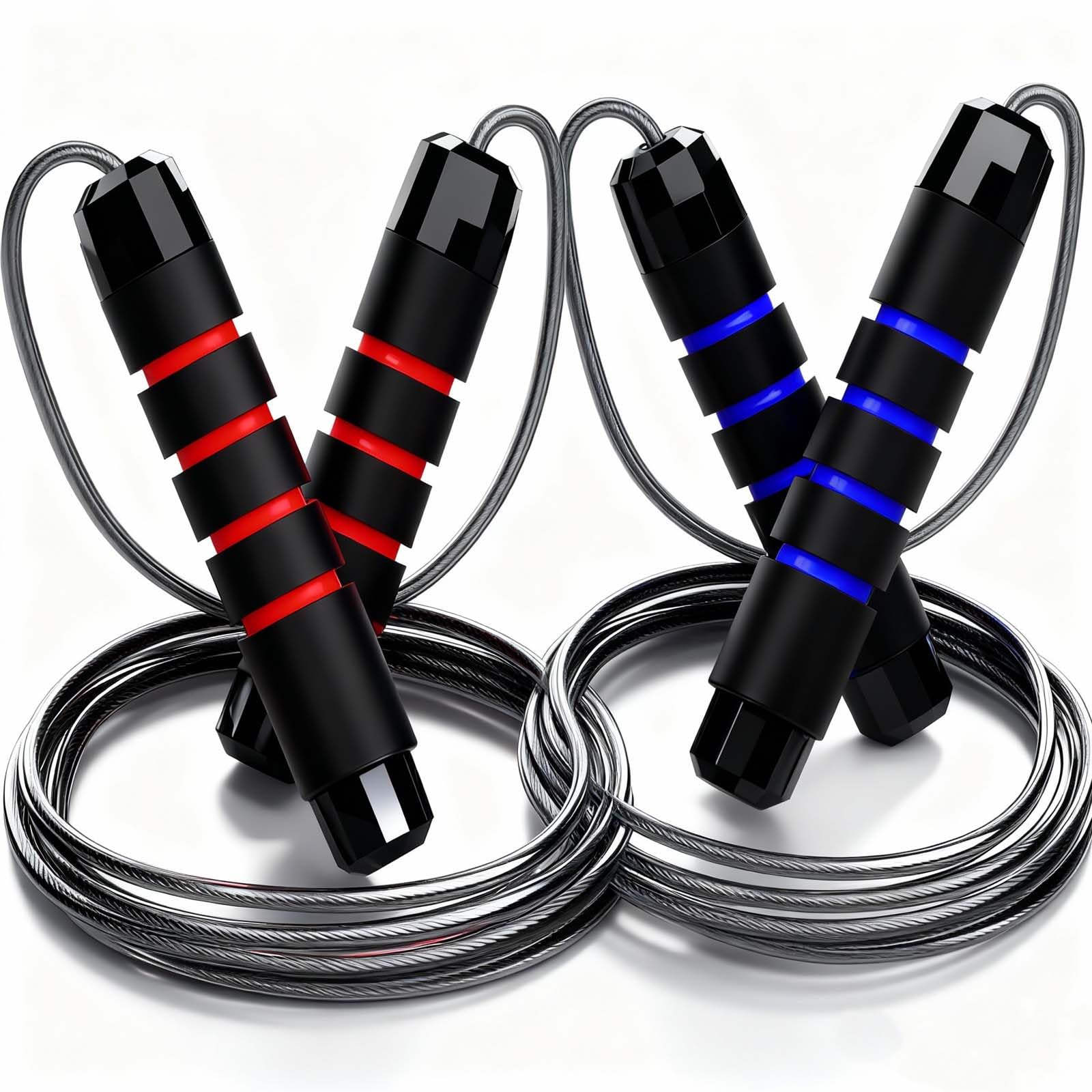 Adjustable Length Skipping Rope with Non-Slip Handles & High-Speed Bearings - 3m Long Speed Jump Rope for Fitness, Cardio, Workout Training - for Adults and Kids