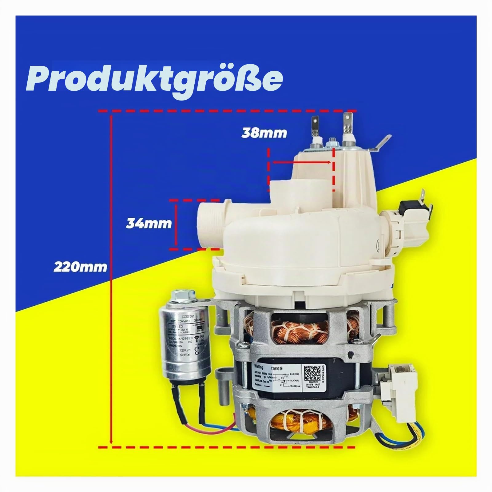 YXW50-2E/2E(L) Umwälzpumpe for Geschirrspüler, kompatibel mit KUPPERSBERG, kompatibel mit Midea, kompatibel mit Samsung, kompatibel mit Hansa, kompatibel mit Gorenje, kompatibel mit AEG, kompatibel mi