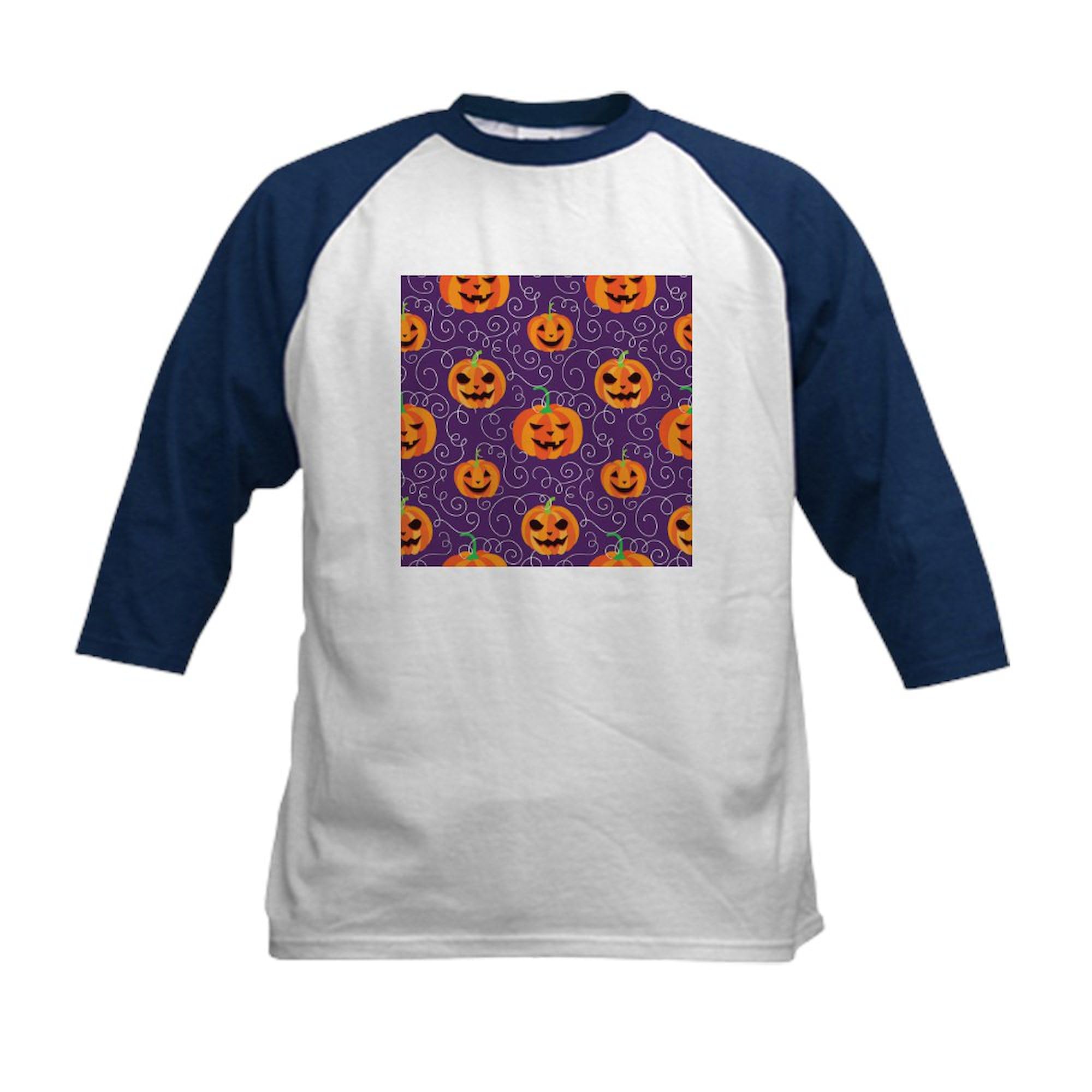 CafePress Elegant Jack O' Lanterns Kids Baseball T Shirt Kids Cotton Baseball Jersey, 3/4 Raglan Sleeve Shirt Navy/White