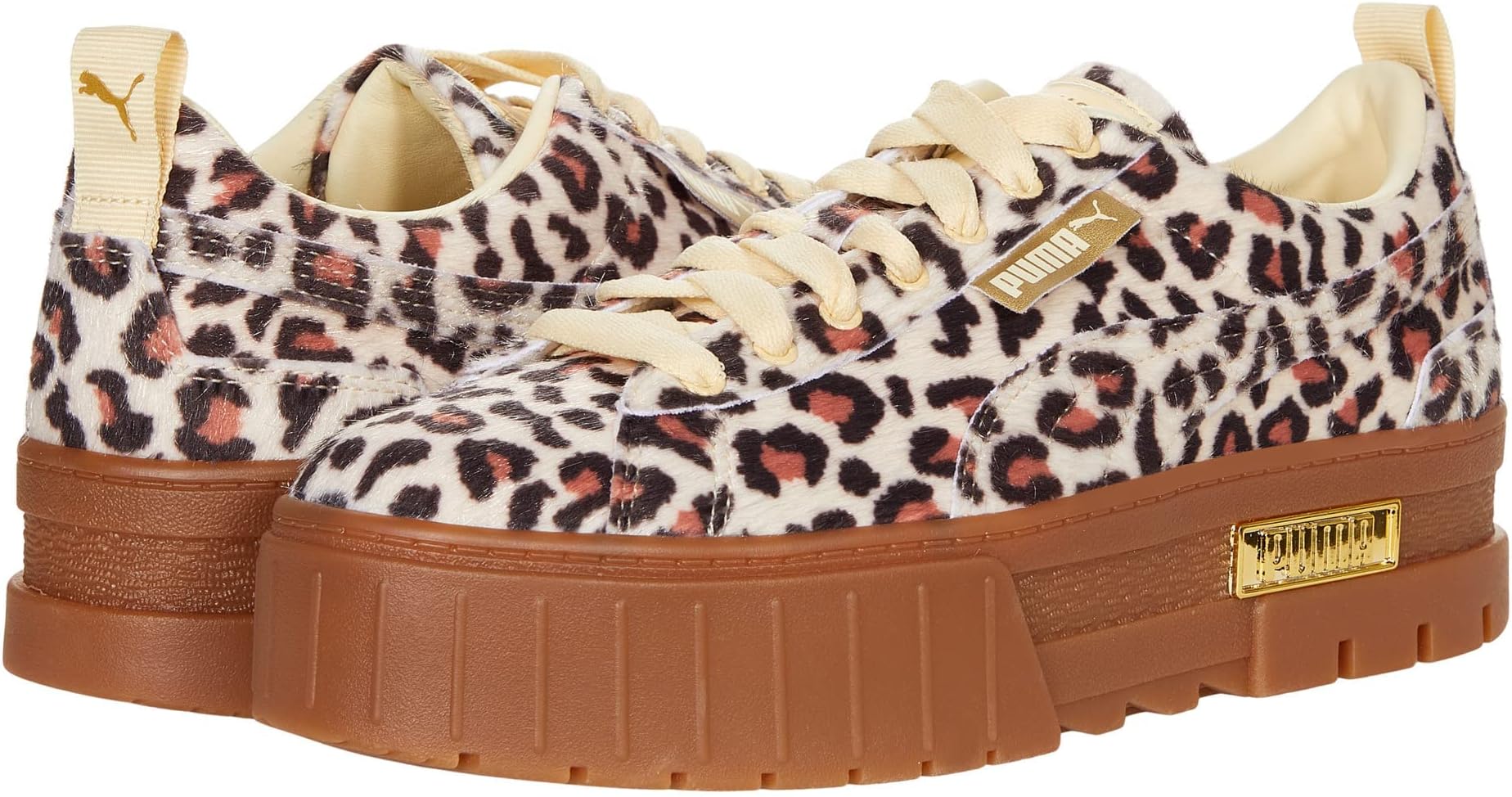 PUMAWomens Mayze Leopard Platform Sneakers Shoes Casual - Beige