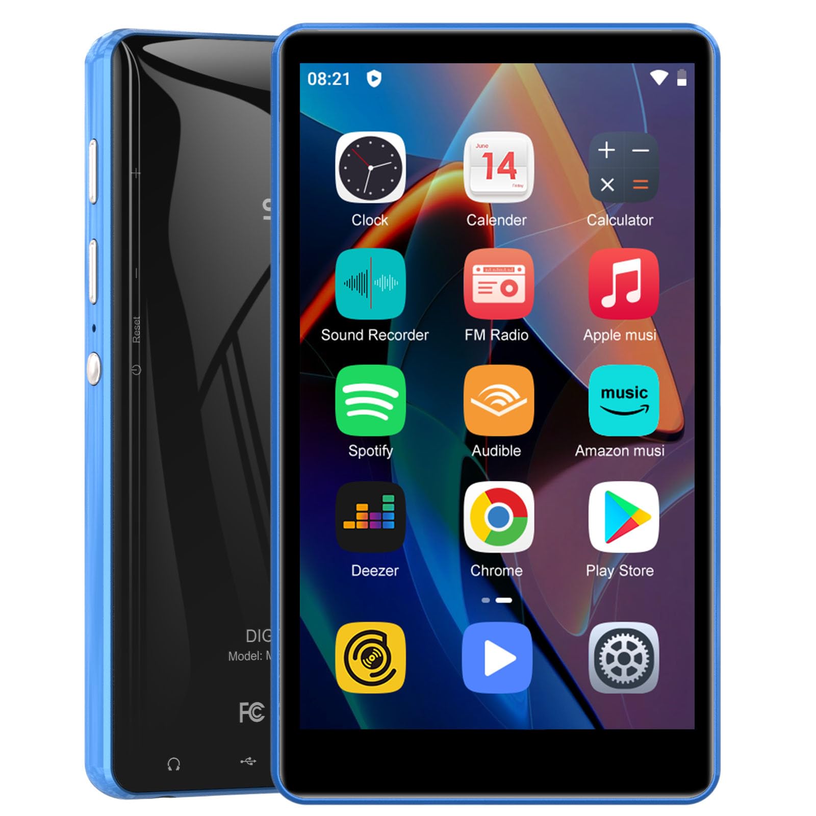 SWOFY 80GB MP3-Player mit Bluetooth und WLAN, 4,0-Zoll-Touchscreen, Android MP3/MP4-Player mit Spotify, Amazon Music, FM-Radio, Rekorder, E-Book und Browser – Schwarz