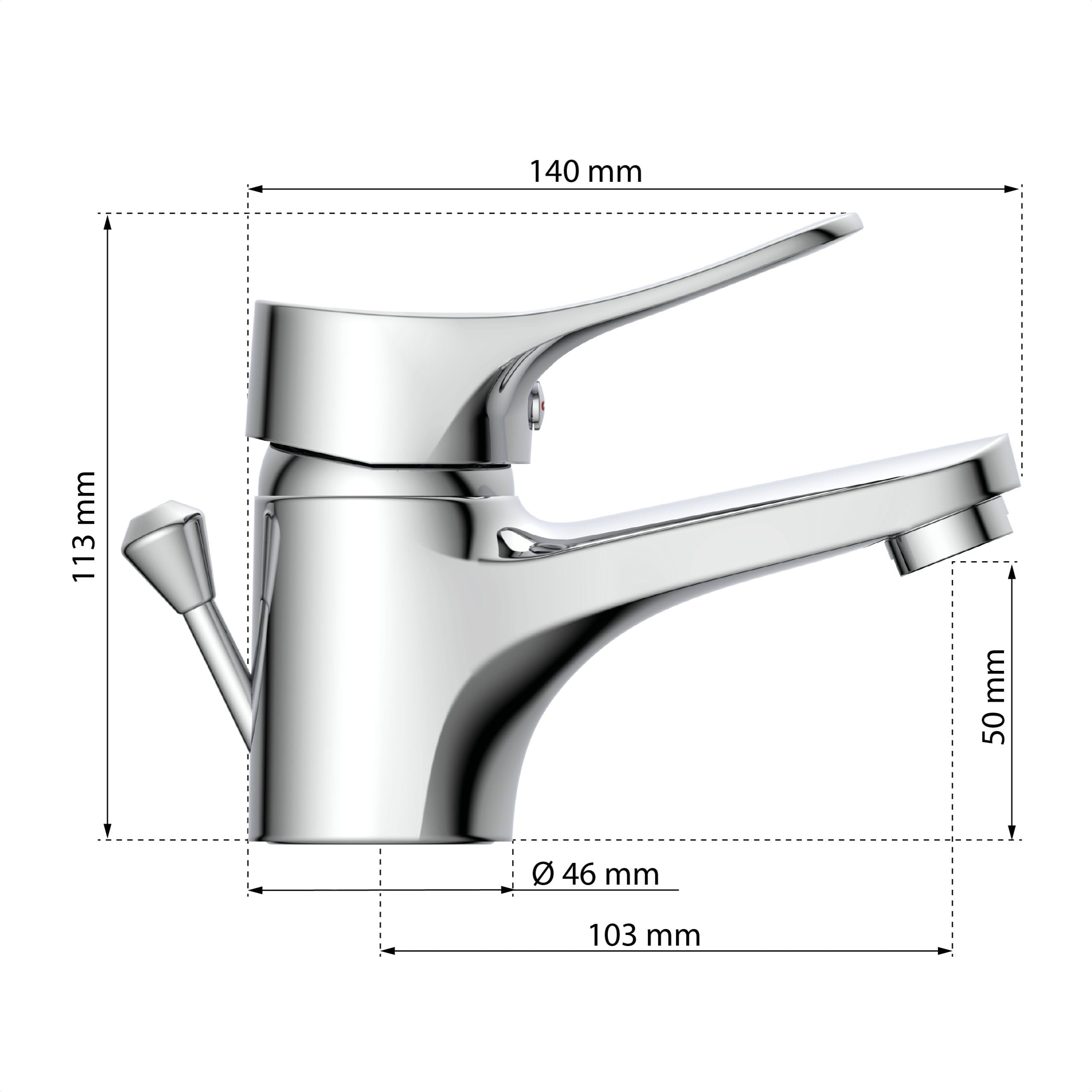 Villeroy & Boch Dawn Eengreeps wastafelkraan zonder Push-Open afvoergarnituur, Chrome
